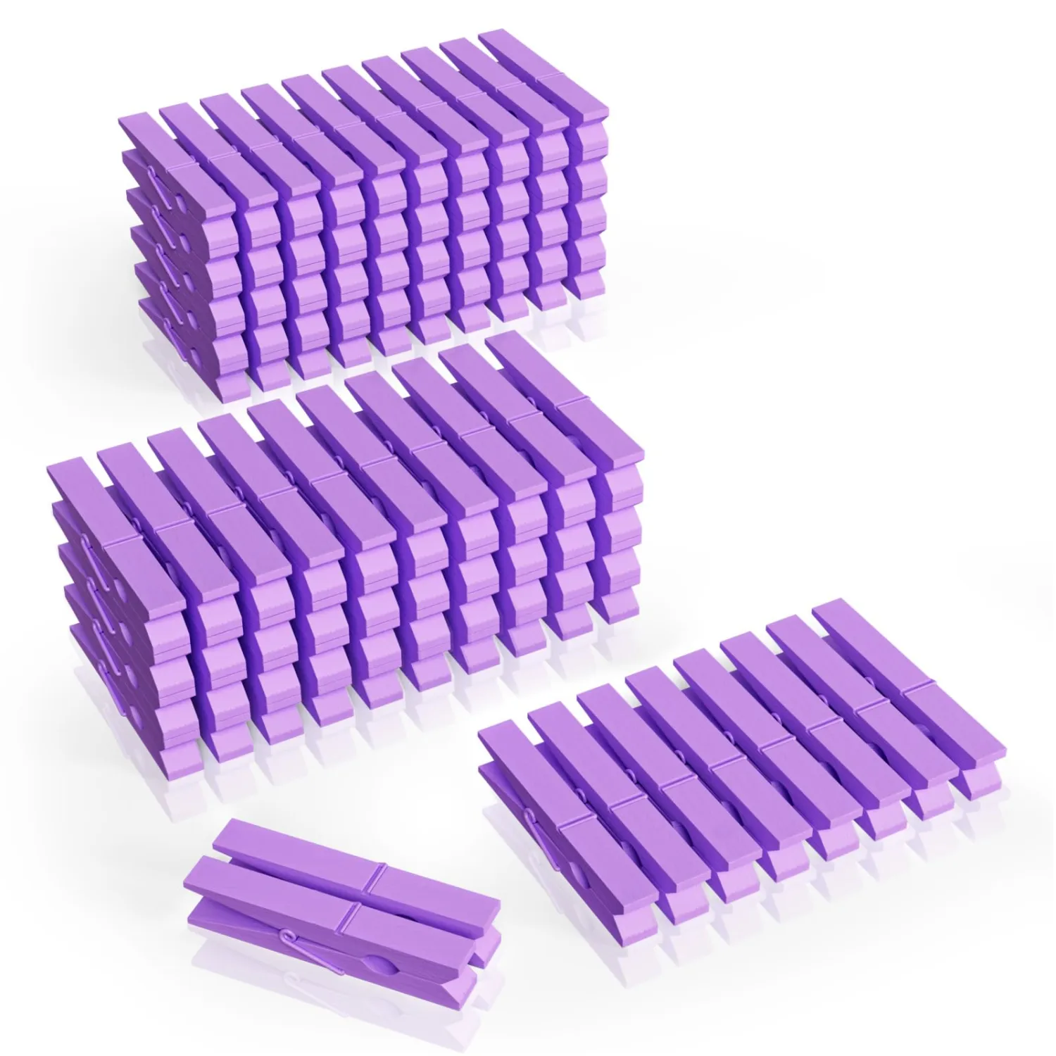 100Pcs Purple Clothespins, 2.9 Inch Clothes Pins Wooden, Colorful Clothespins for Hanging Clothes Crafts Picture Laundry