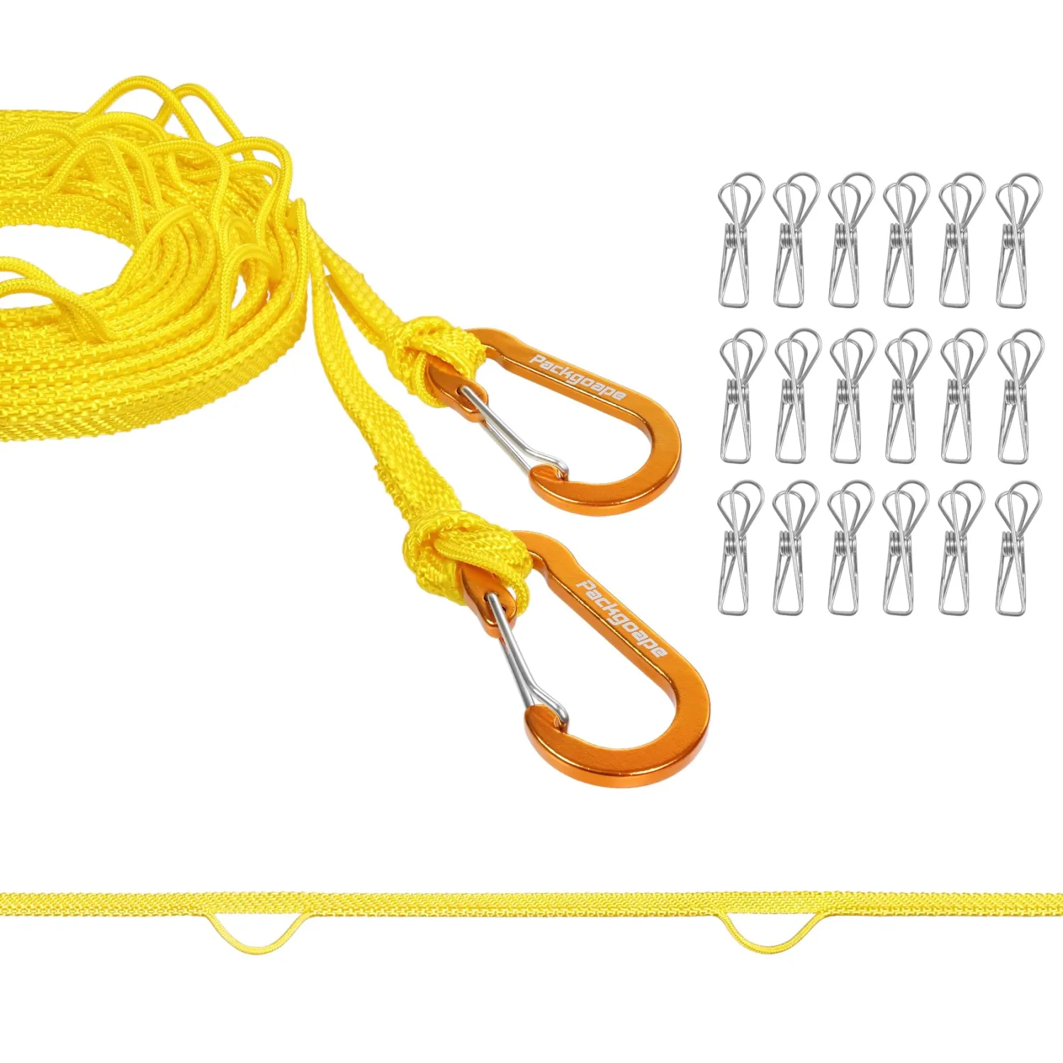 Portable Travel Clothesline, Windproof Clothes Laundry Line with Clothespins & Hang Holes, Indoor & Outdoor Clothes Drying Rope for Hotel, Backyard,Cruise Ships, Camping