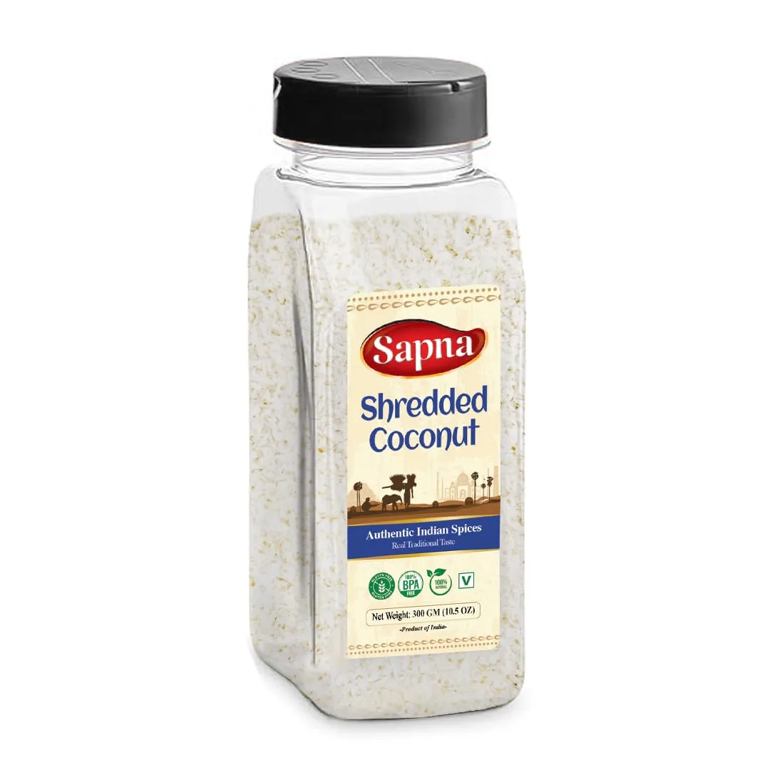 Sapna Shredded Coconut, 10.5 OZ, Premium Authentic Spice, All Natural