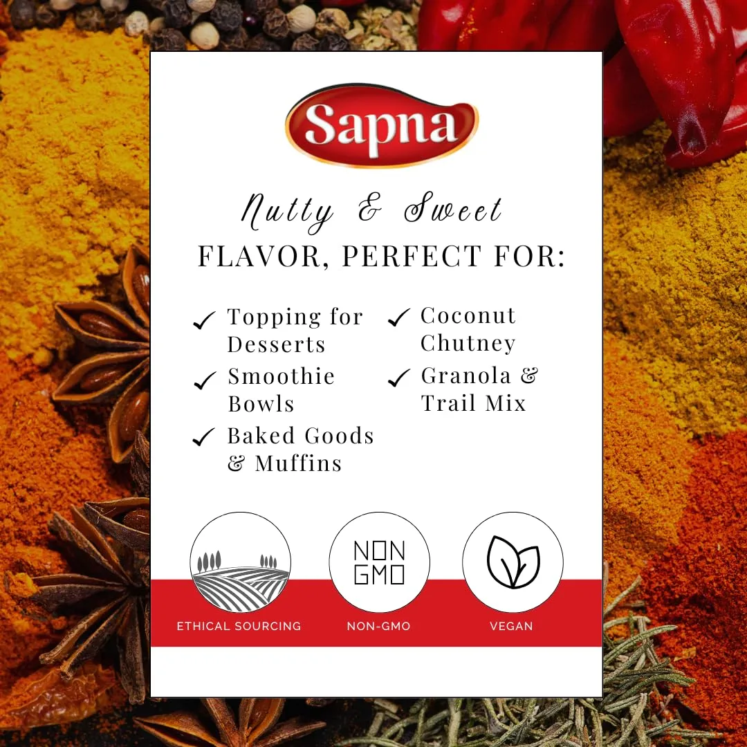 Sapna Shredded Coconut, 10.5 OZ, Premium Authentic Spice, All Natural