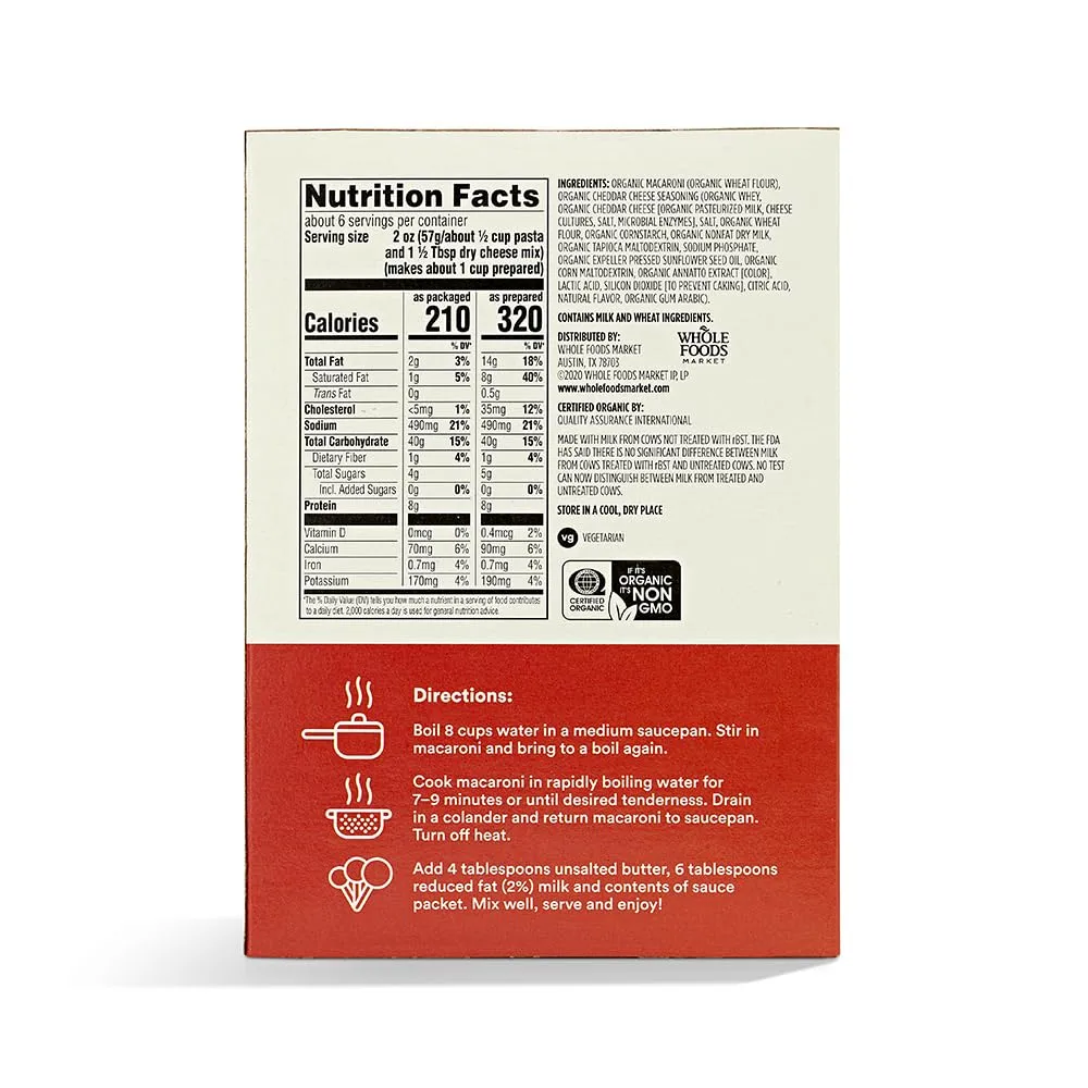 365 by Whole Foods Market, Macaroni And Cheese Family Size Organic, 12 Ounce