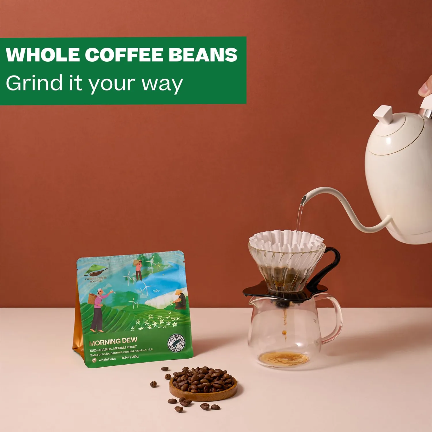 Conihat Coffee Roaster Vietnamese Premium Whole Bean Coffee - 100% Arabica, Medium Roast, Single Origin, Rainforest Alliance Certified, Hand-Picked, 8.8 Oz Bag