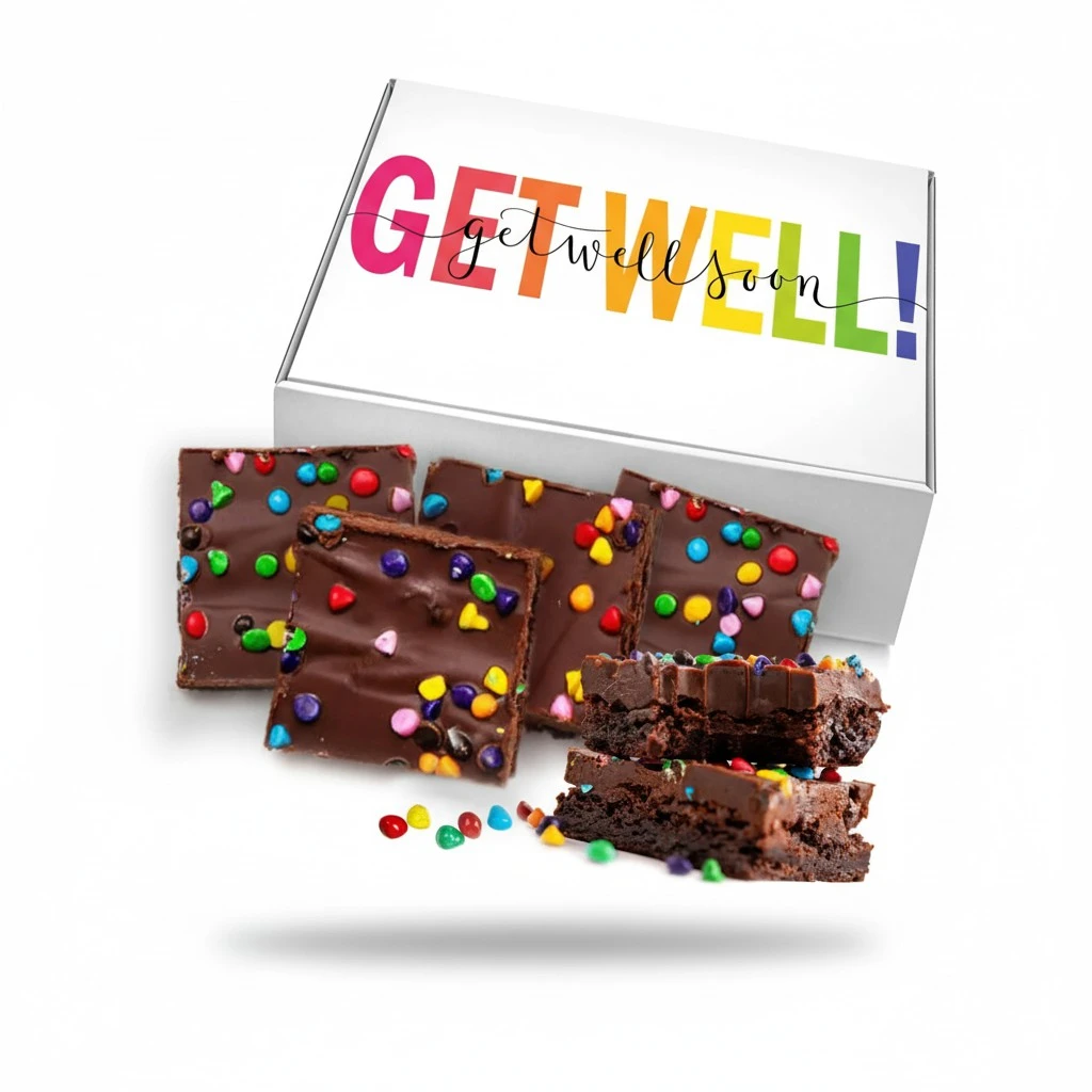 Get Well Soon Gift Basket Chocolate Brownies Cookies Food Gift Treats For Men Women Kids Individually Wrapped Care Package After Surgery | Nut Free | Fresh Bakery Feel Better Cake