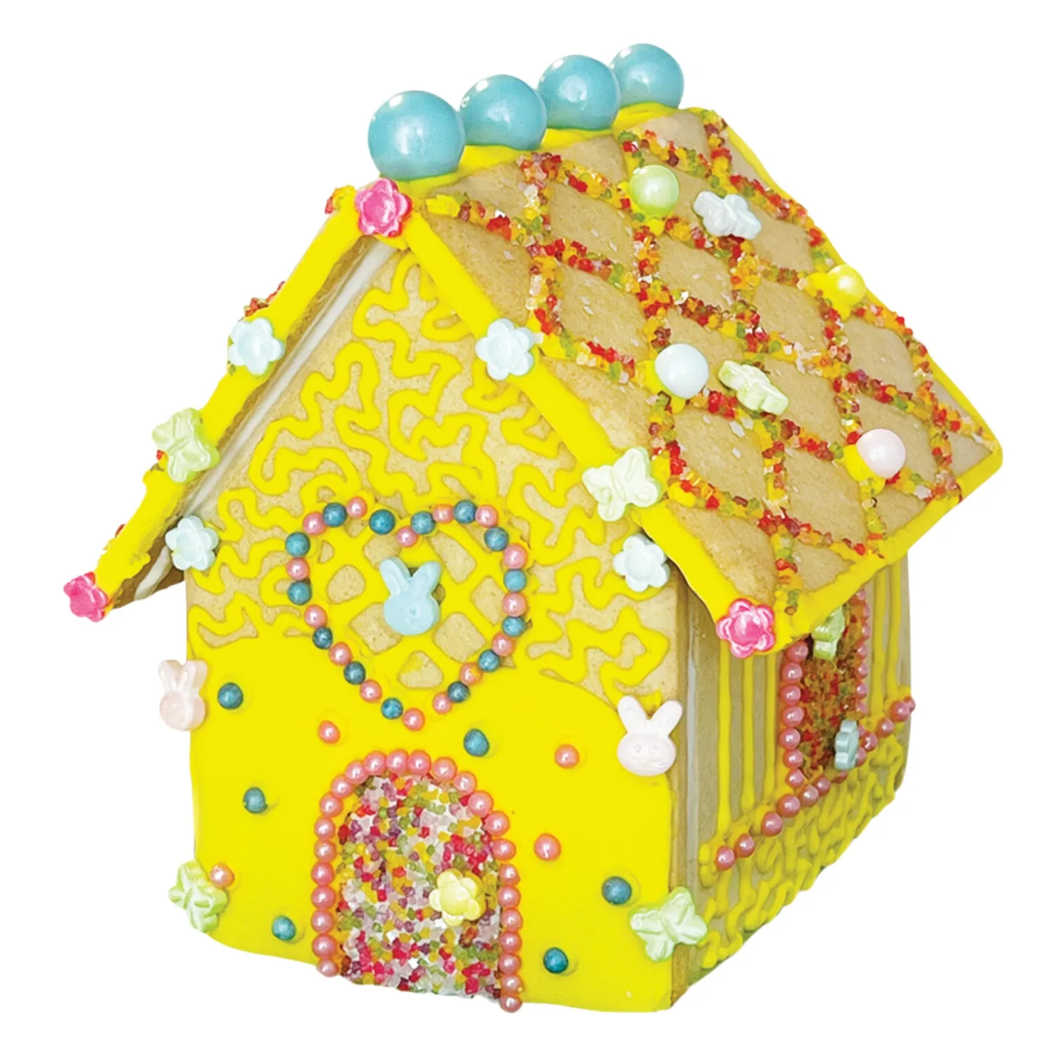 Easter Mini House Cookie Decorating Kit – Pre-Baked Vanilla Sugar Cookie House with Royal Icing, Glittery Sugar, and Edible Decorations – Fun DIY Easter Activity for Kids and Families – Nut-Free, Dairy-Free, Kosher – Made in USA