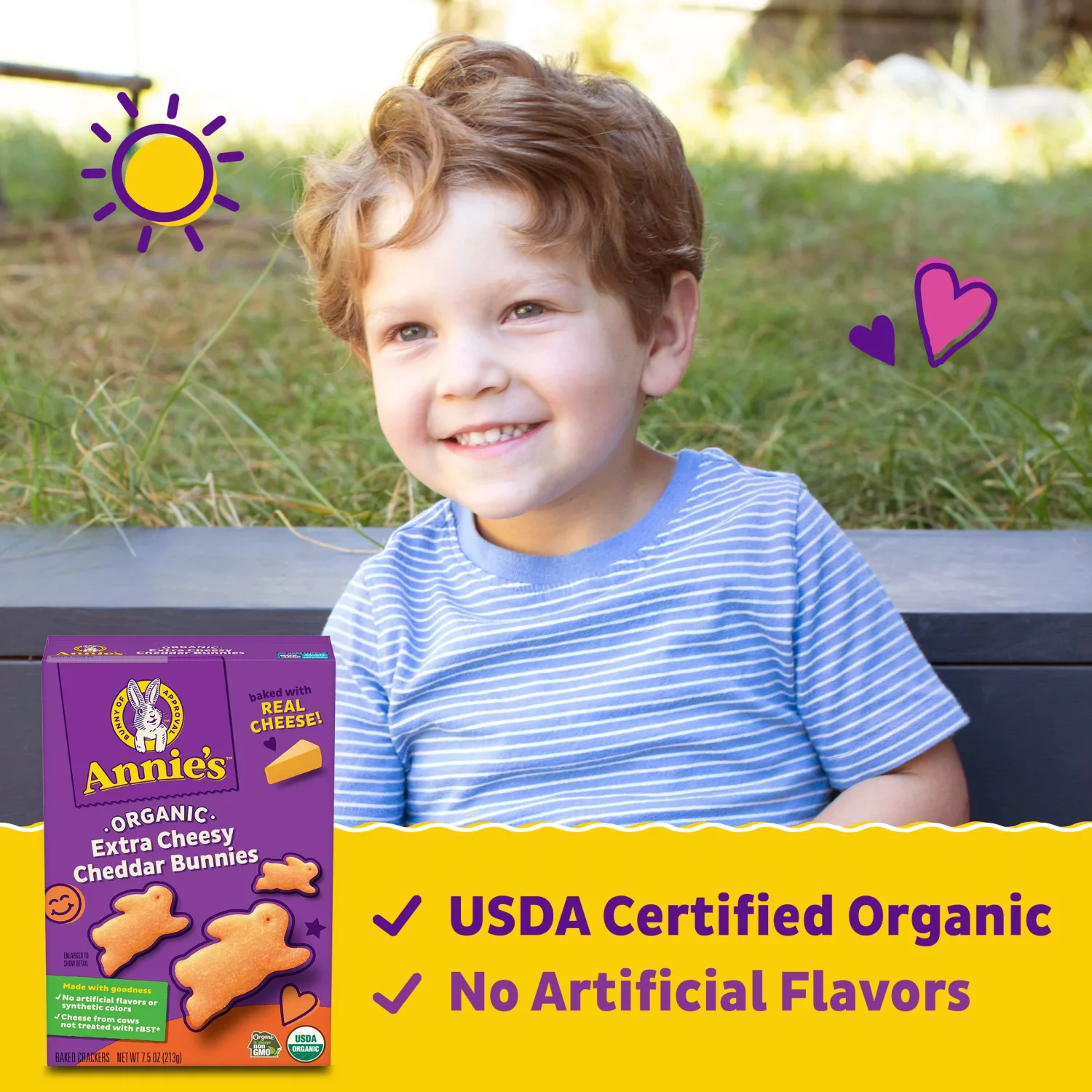 Annie's Organic Cheddar Bunnies Snack Crackers, Extra Cheddar, Baked With Real Cheese, 7.5 oz
