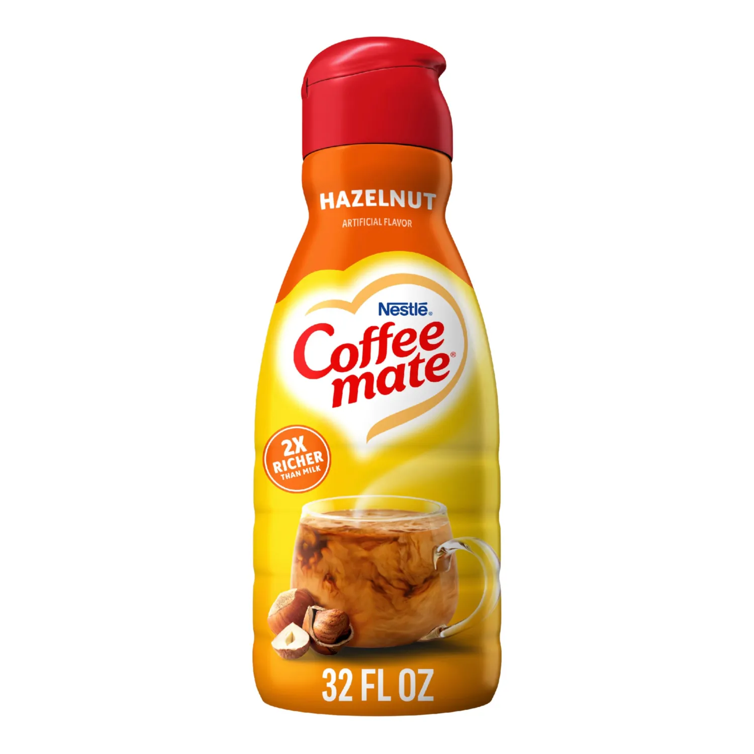 Coffee mate Hazelnut Flavored Coffee Creamer, Non-Dairy, Gluten-Free, Liquid Creamer for Coffee, Cholesterol Free, 63 Servings