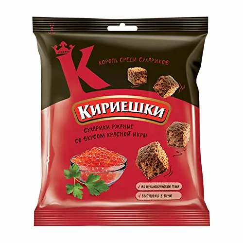Kirieshki Rye Crackers Dry Bread Croutons with red caviar flavor