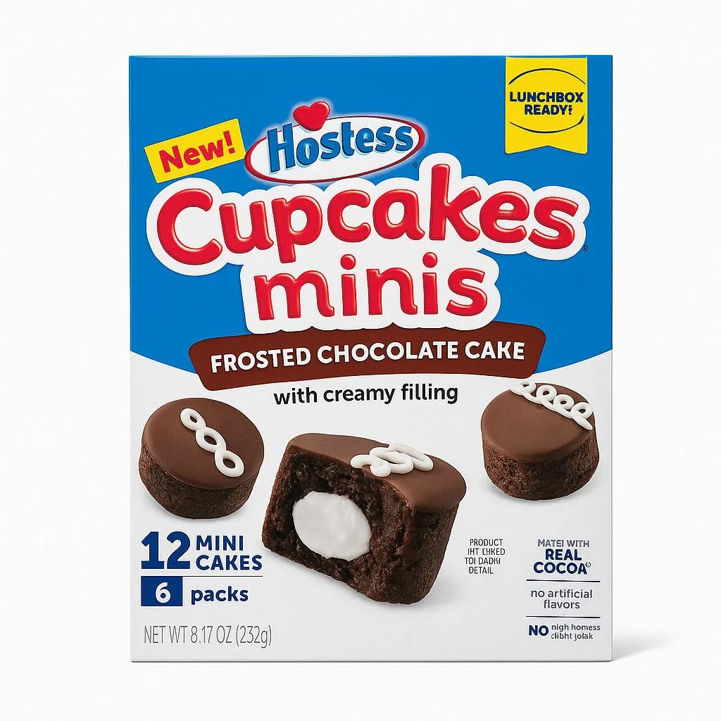 Hostess Cupcakes Minis – 12 ct 8.17 oz, Hostess Snacks Cupcakes Bakery Fresh, Chocolate Mini Cupcakes with Creamy Filling, Individually Wrapped