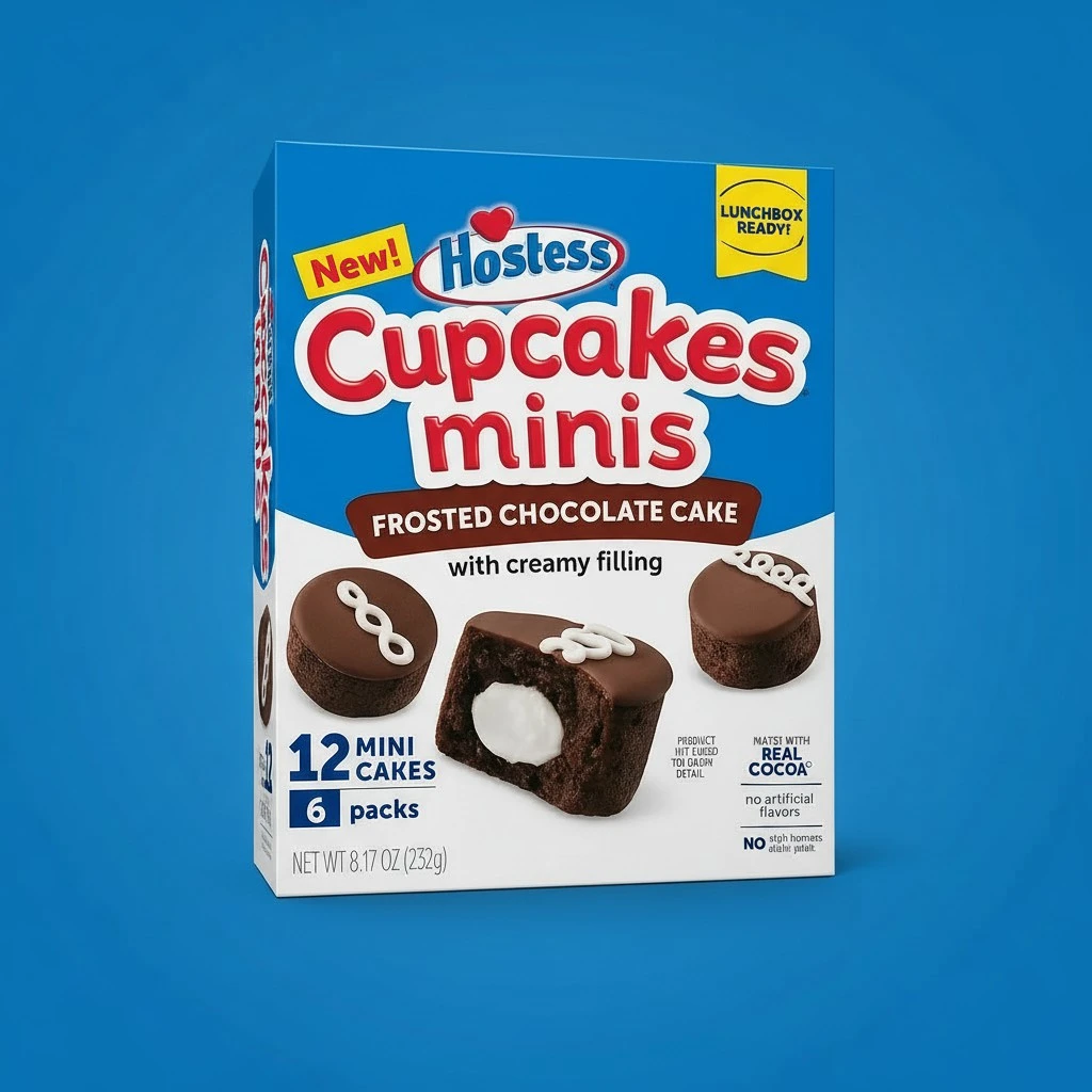 Hostess Cupcakes Minis – 12 ct 8.17 oz, Hostess Snacks Cupcakes Bakery Fresh, Chocolate Mini Cupcakes with Creamy Filling, Individually Wrapped