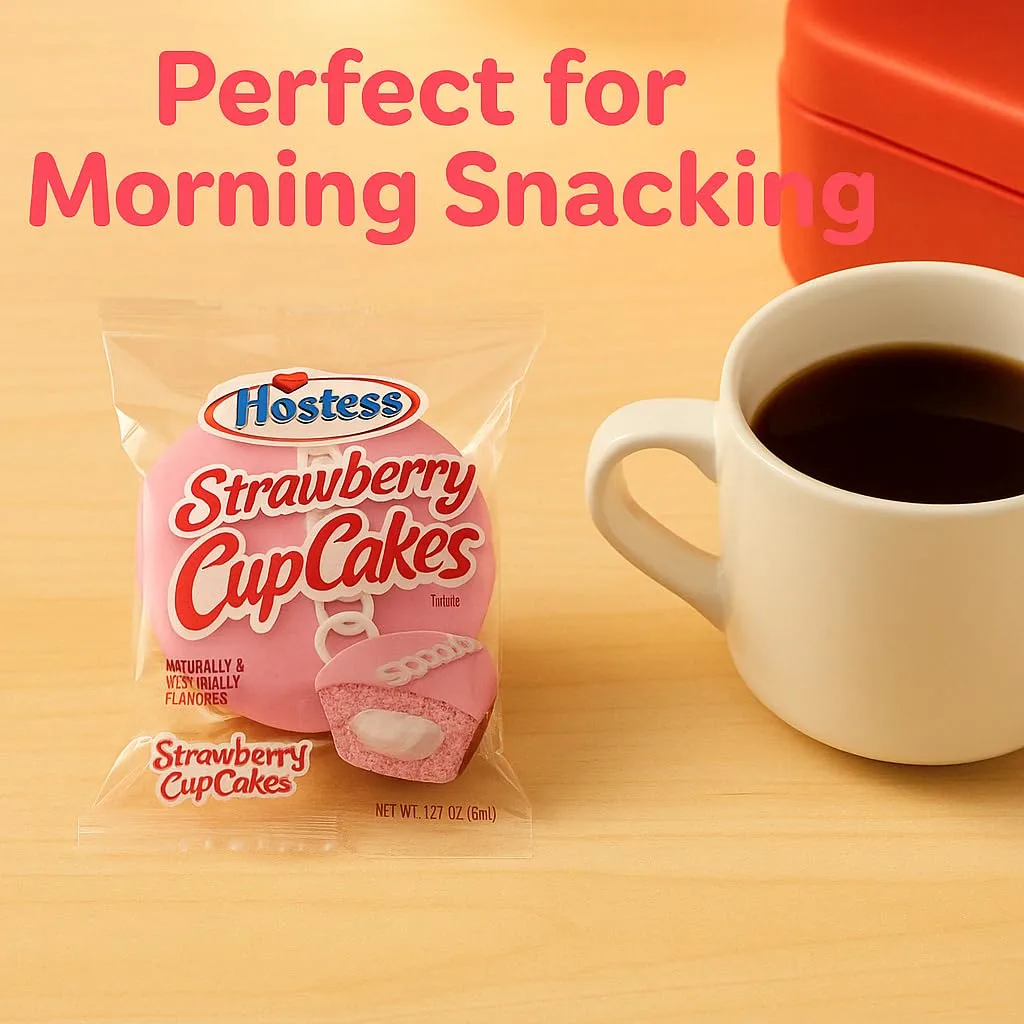 Strawberry Cupcakes HOSTESS – 8 ct. 12.7 oz | Bakery Fresh Muffins Individually Wrapped | Strawberry Cakes Individually Wrapped