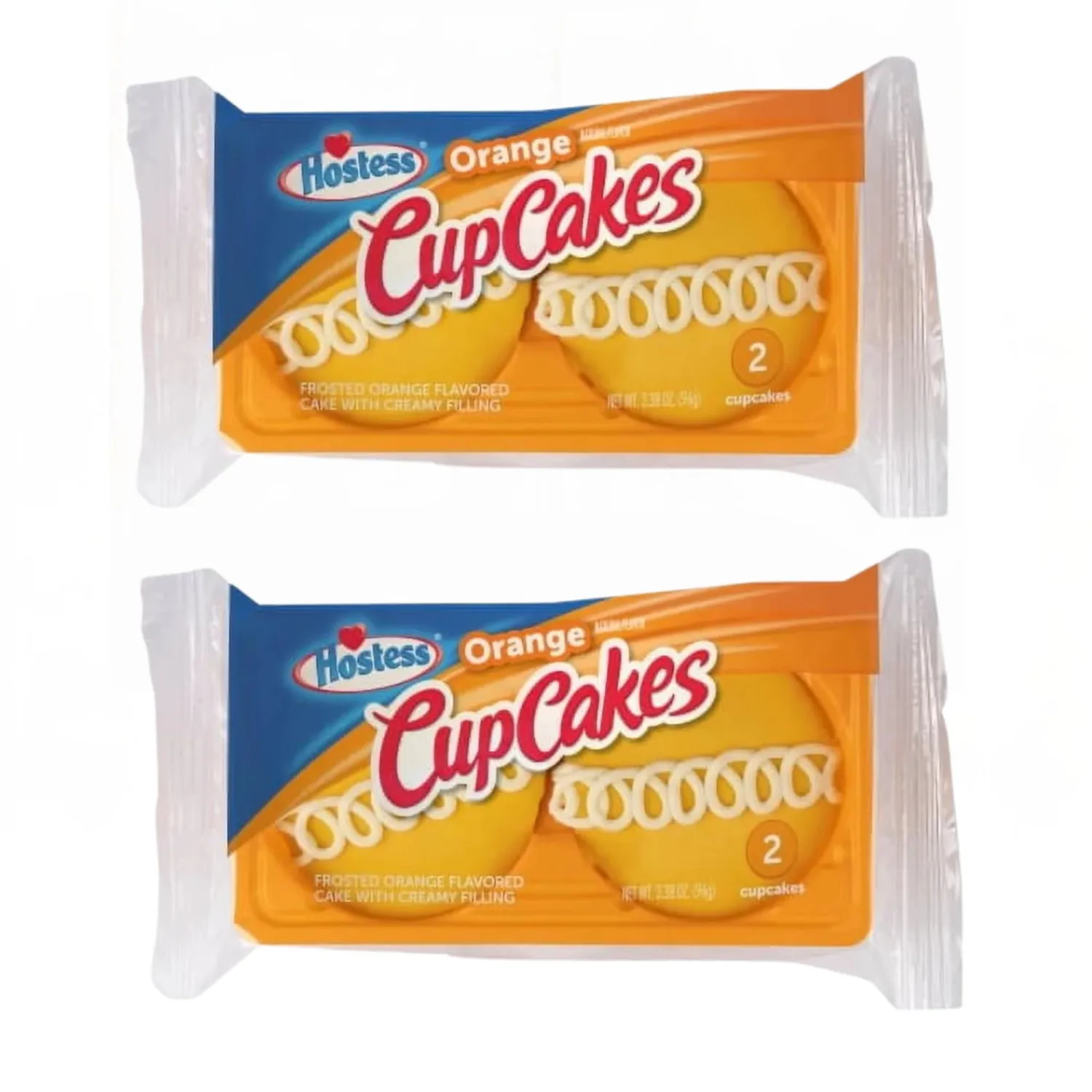 Hostess Frosted Orange Cupcakes 2 ct 3.38 oz 2 Pack – Bakery Fresh Muffins Individually Wrapped, Frosted Orange Cakes & Coffee Cakes
