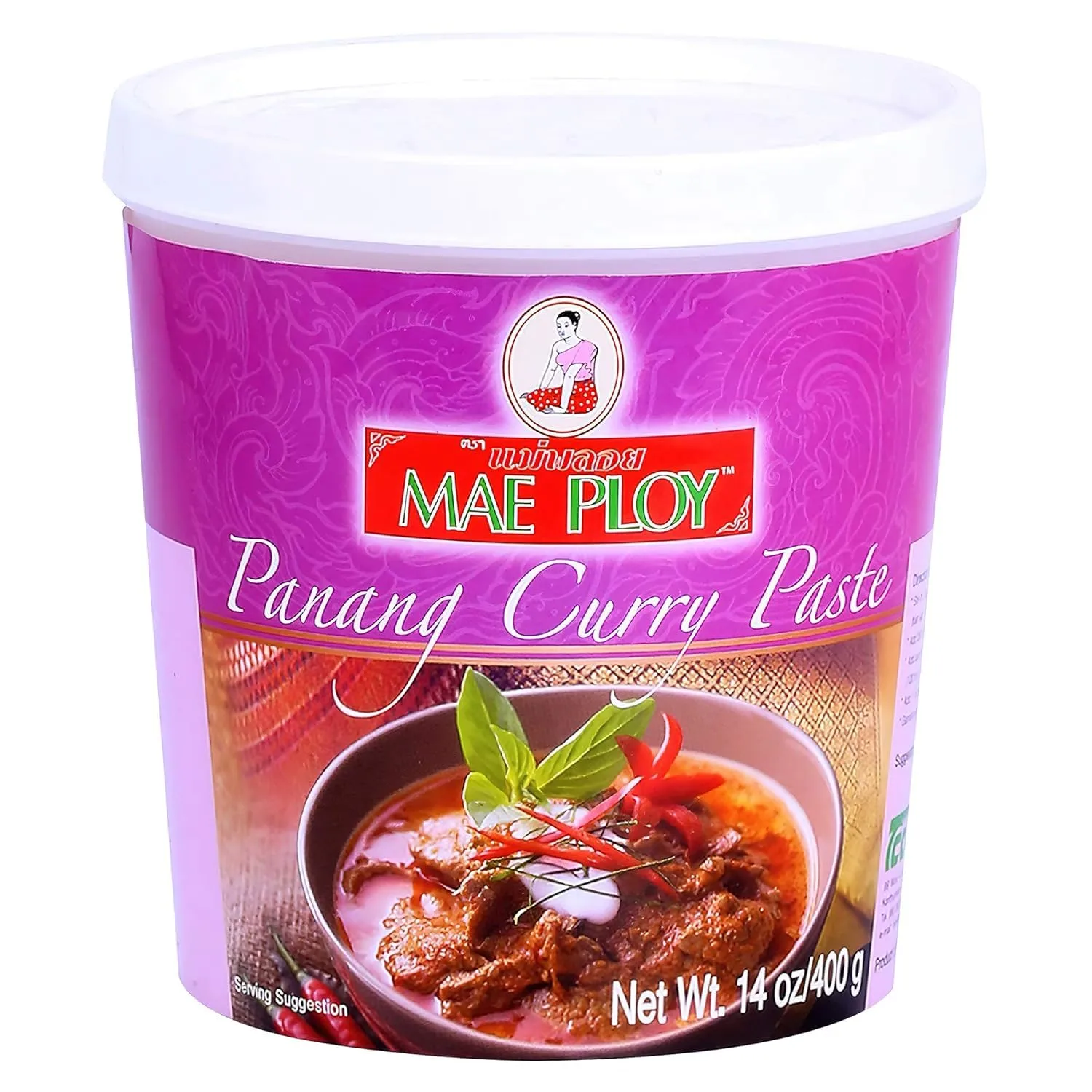 Mae Ploy Panang Curry Paste, Authentic Thai Panang for Thai Curries & Other Dishes, Aromatic Blend of Herbs, Spices & Shrimp Paste, No MSG (14 oz Tub)
