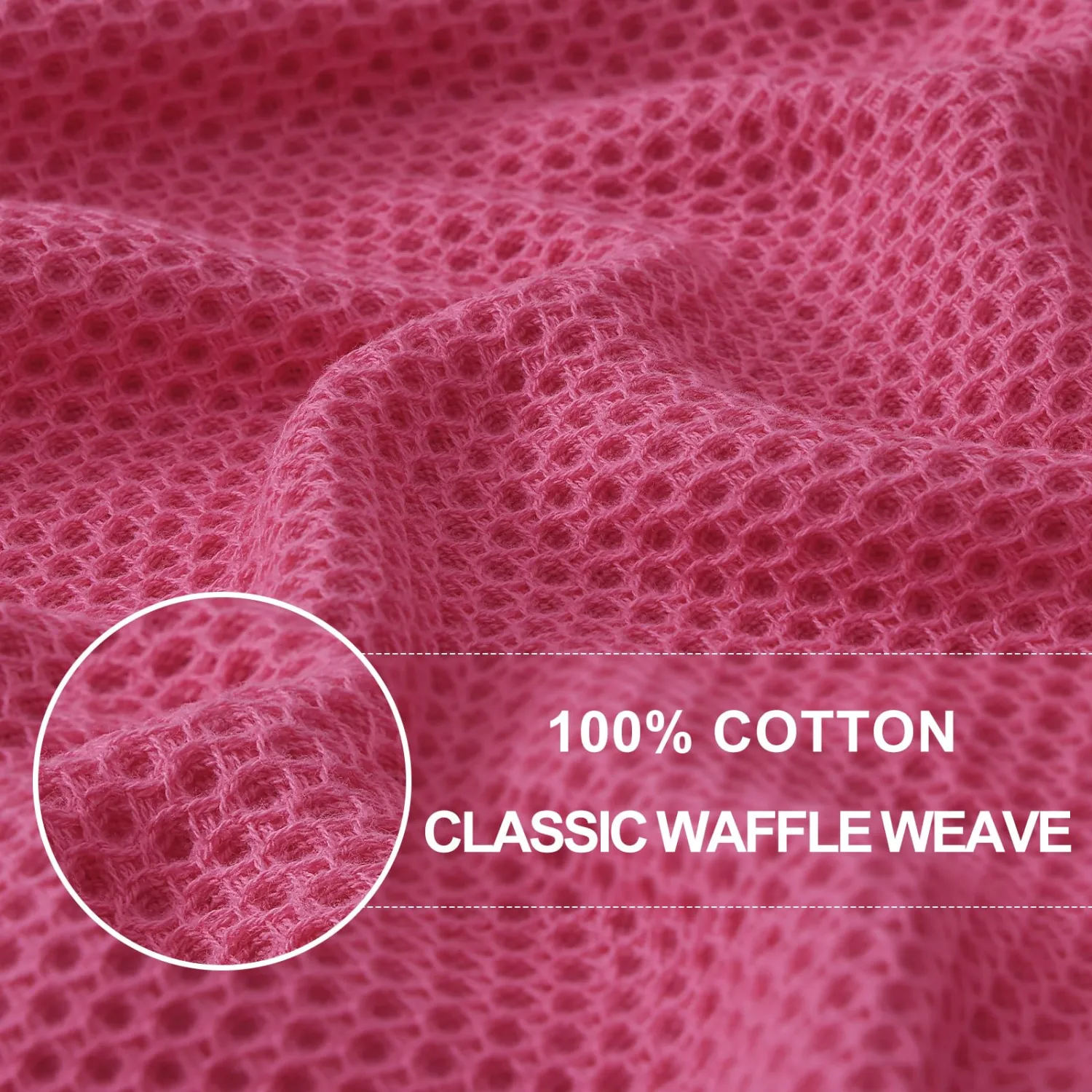 Homaxy 100% Cotton Kitchen Towels and Dishcloths Set, 12 x 12 Inches and 13 x 28 Inches, Set of 10 Bulk Kitchen Towels Set, Ultra Soft Absorbent Dish Cloths for Washing Dishes, Hot Pink