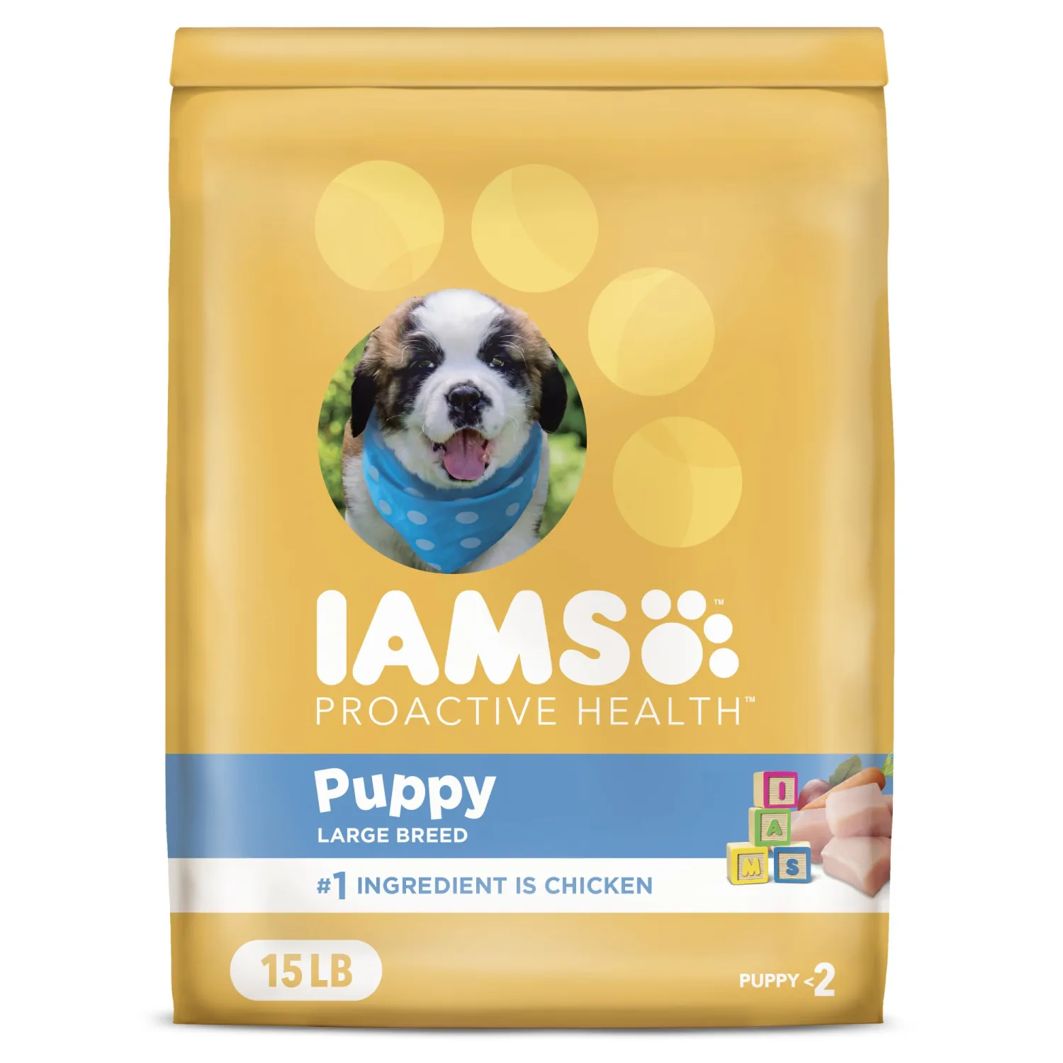 IAMS Smart Puppy Large Breed Dog Food Dry with Real Chicken, 15 lb. Bag