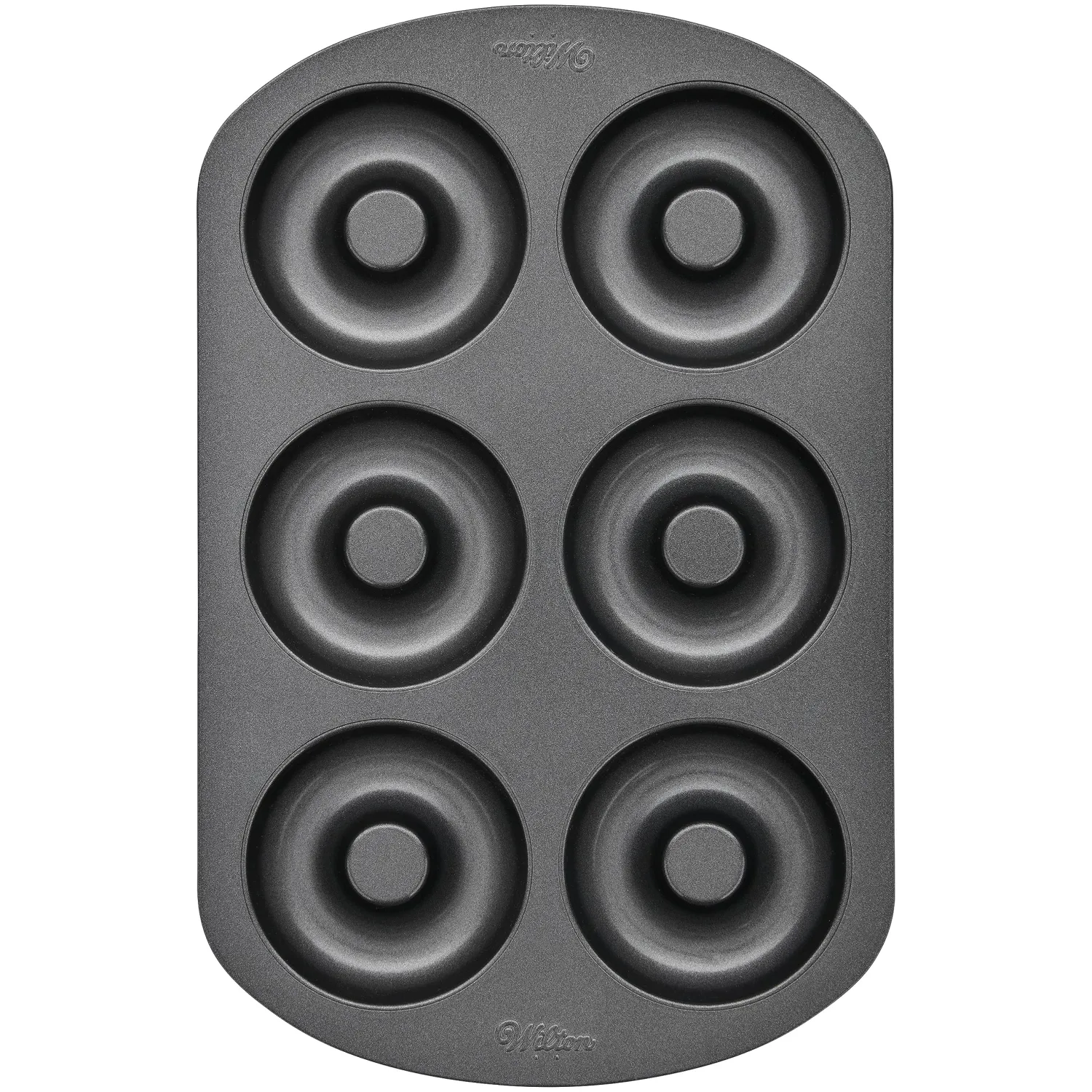 Wilton 6-Cavity Doughnut Baking Pan, Makes Individual Full-Sized 3 3/4" Donuts or Baked Treats, Non-Stick and Dishwasher Safe, Enjoy or Give as Gift, Metal (1 Pan)