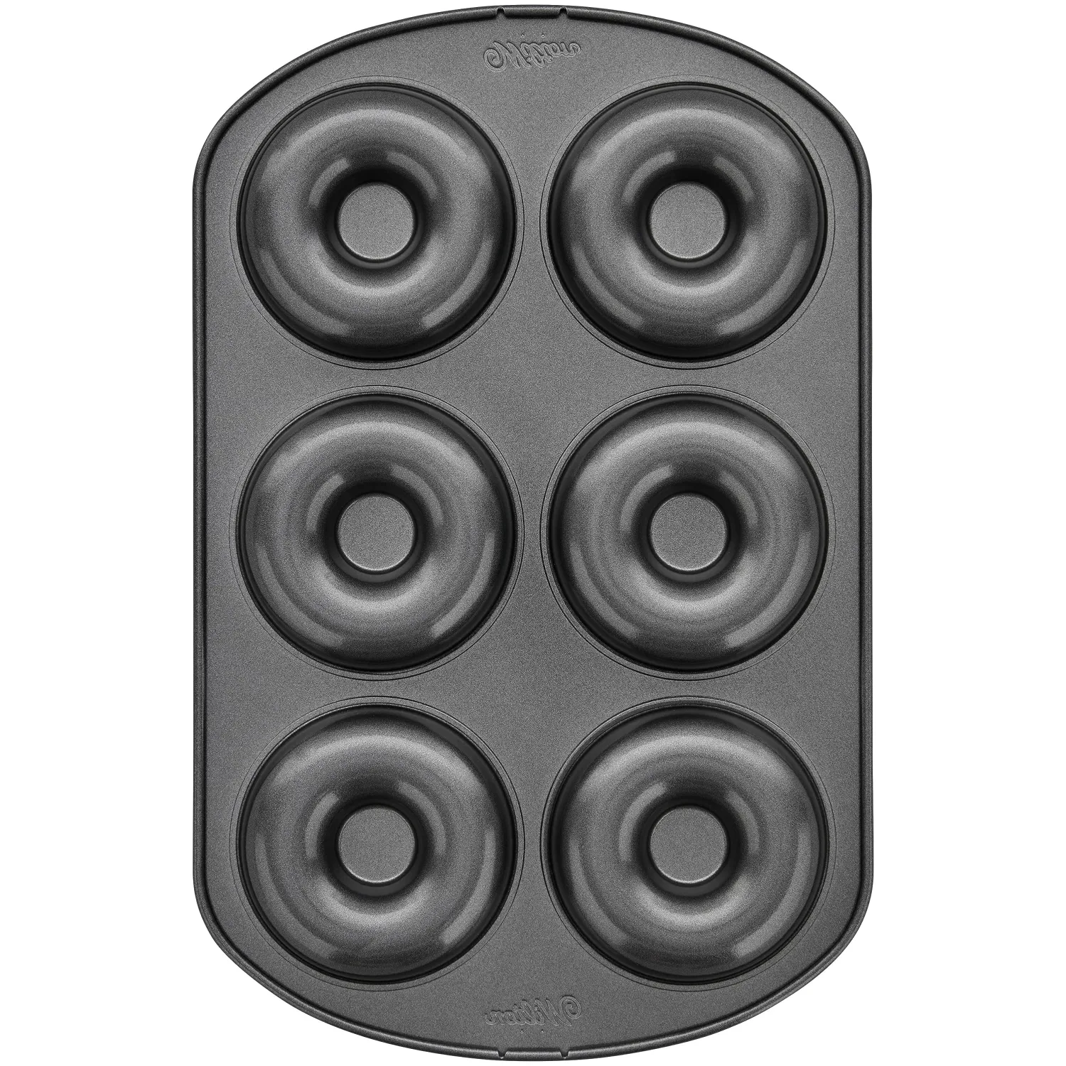 Wilton 6-Cavity Doughnut Baking Pan, Makes Individual Full-Sized 3 3/4" Donuts or Baked Treats, Non-Stick and Dishwasher Safe, Enjoy or Give as Gift, Metal (1 Pan)