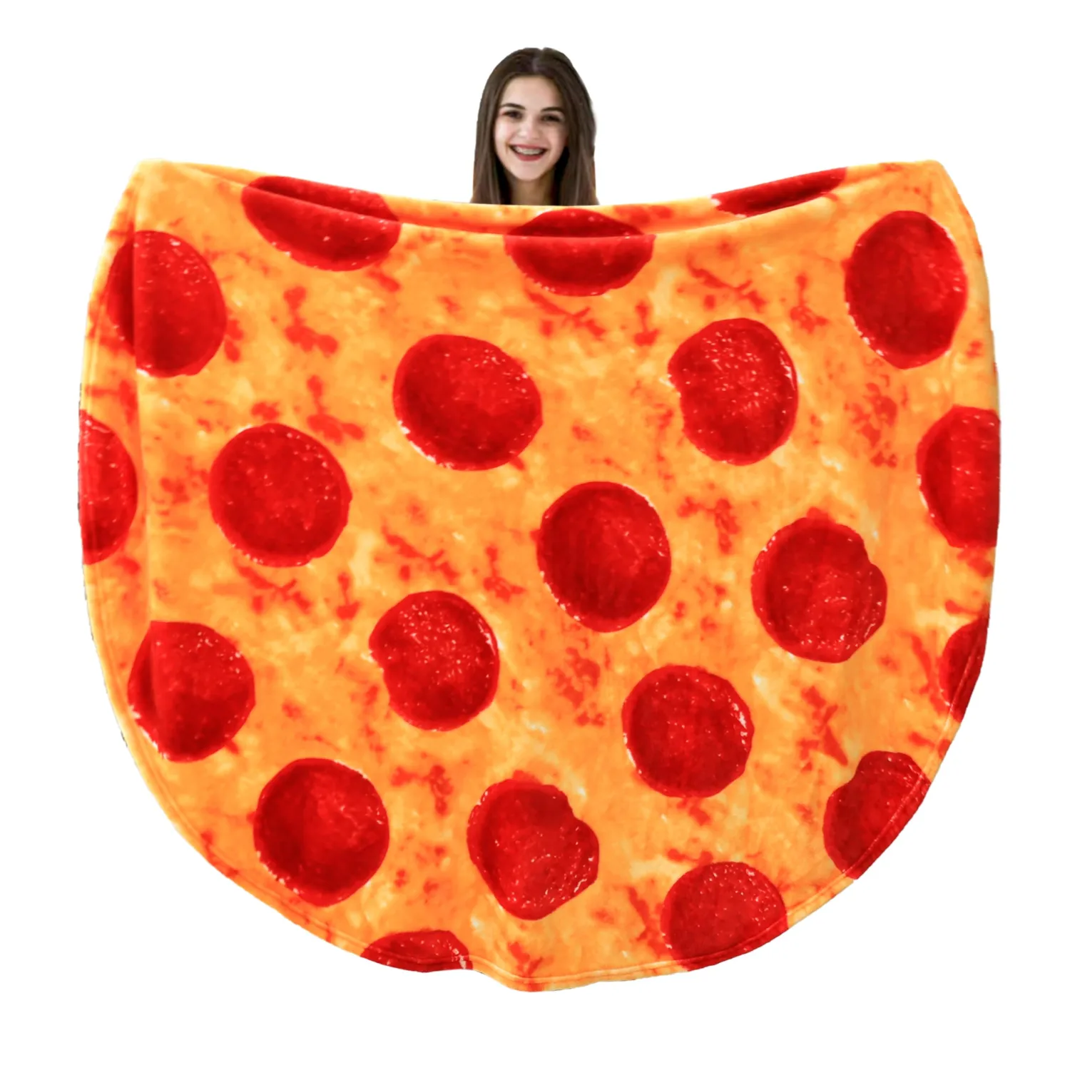 Vessia Pizza Printed Throw Blanket, Realistic Funny Round Food Blanket for Adults and Kids, 300GSM Soft Novelty Pepperoni Pizza Throw for Couch, Sofa, Bed, Fun Home Decor for All Seasons, 60 inches