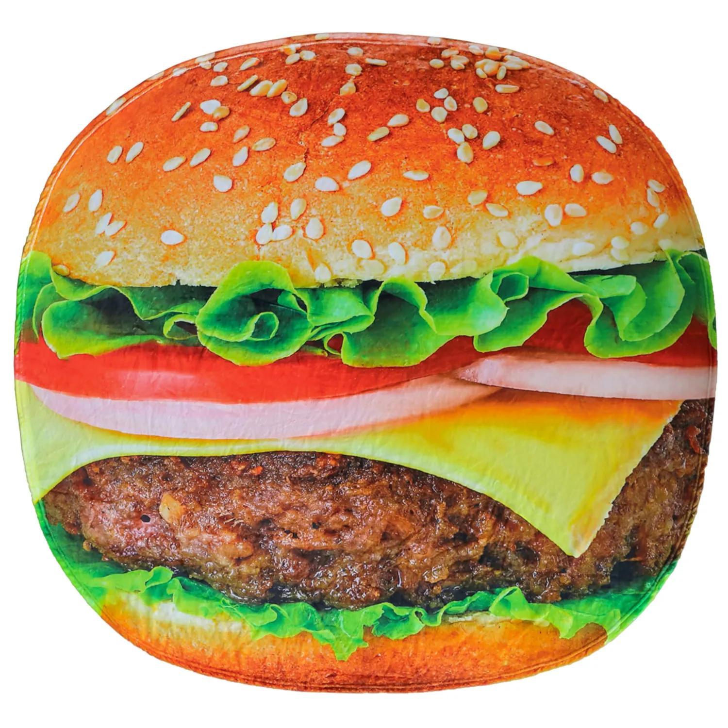Vessia Hamburger Throw Blanket, Realistic Funny Fast Food Blanket for Adults and Kids, 300GSM Giant Soft Cheese Burger Throw for Couch, Sofa, Bed, Fun Cozy Round Gifts for Boys, Girls