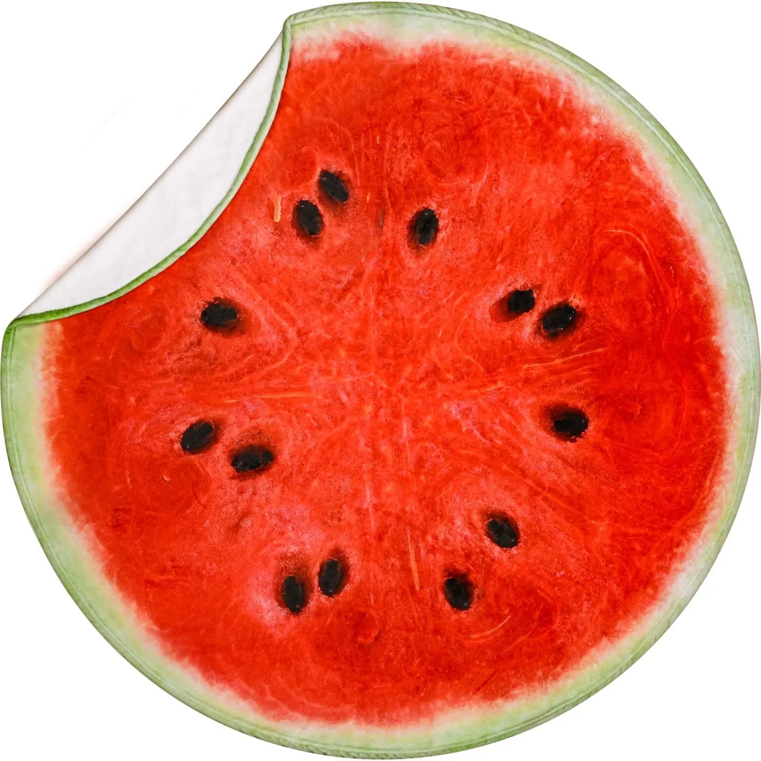 Vessia Watermelon Printed Throw Blanket, Realistic Funny Round Food Blanket for Adults and Kids, 300GSM Novelty Fruits Throw for Couch, Sofa, Bed, Fun Home Decor for All Seasons, 47 inches