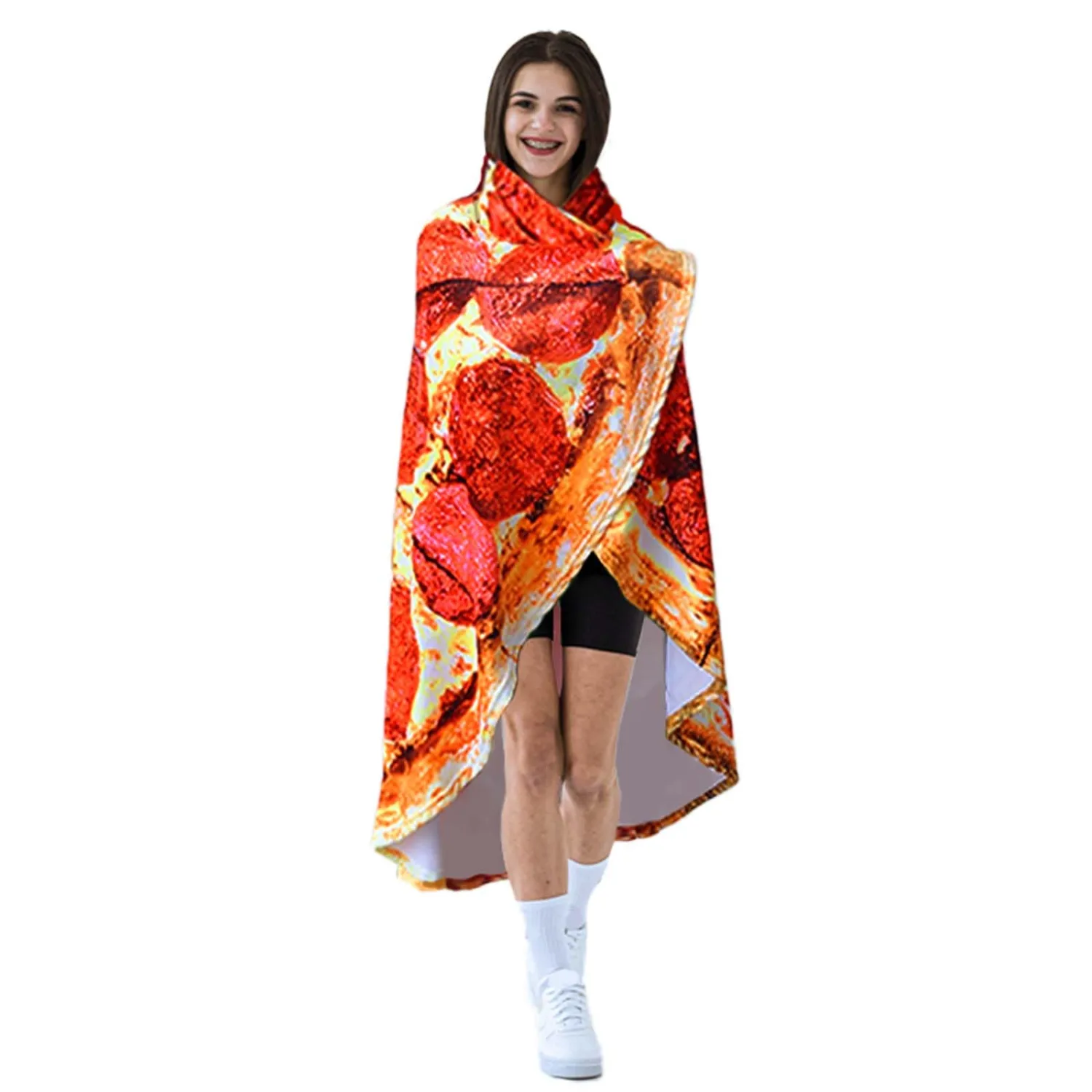 Vessia Pizza Printed Throw Blanket, Realistic Funny Round Food Blanket for Adults and Kids, 300GSM Novelty Pepperoni Pizza Throw for Couch, Sofa, Bed, Fun Home Decor for All Seasons(60 inches)