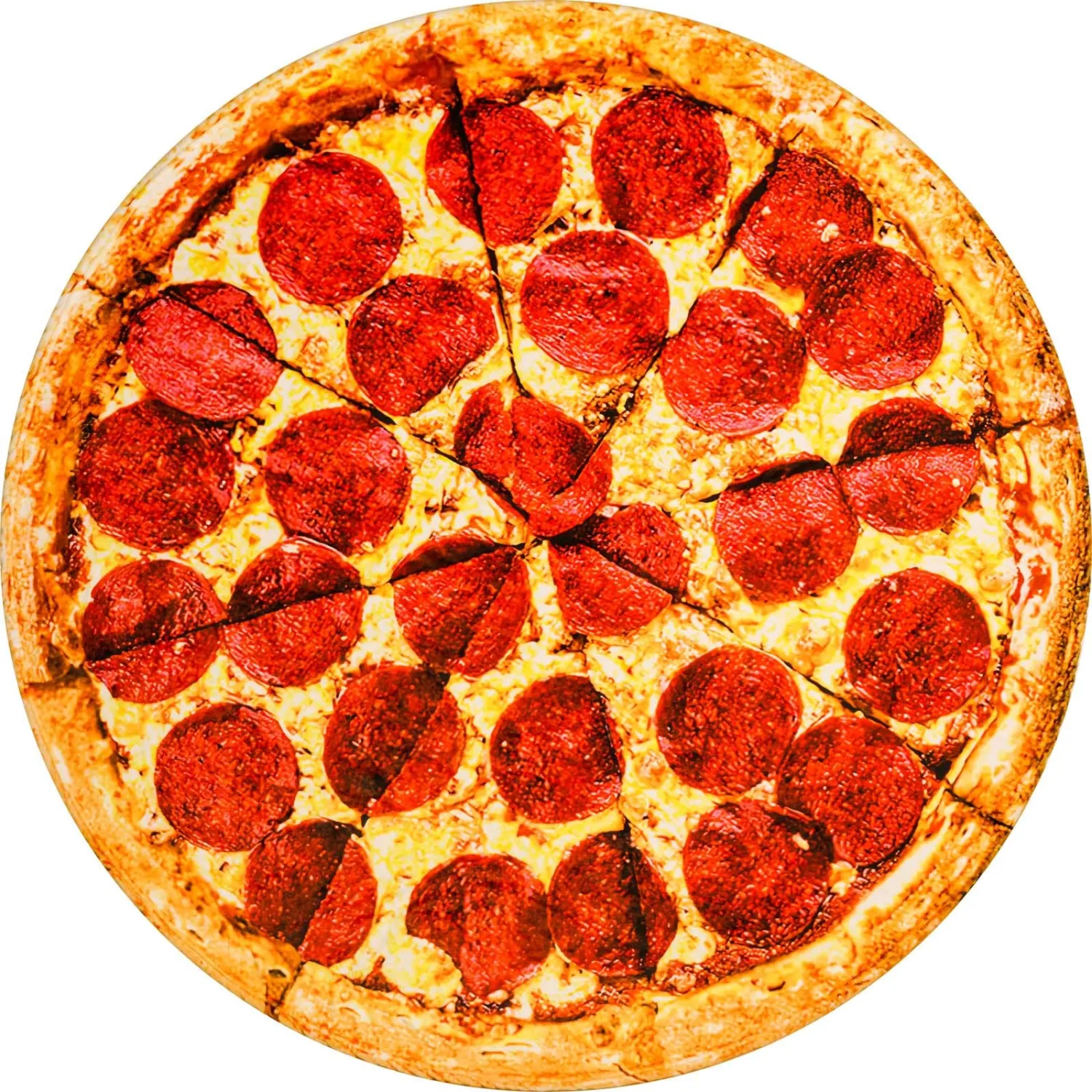 Vessia Pizza Printed Throw Blanket, Realistic Funny Round Food Blanket for Adults and Kids, 300GSM Novelty Pepperoni Pizza Throw for Couch, Sofa, Bed, Fun Home Decor for All Seasons(60 inches)