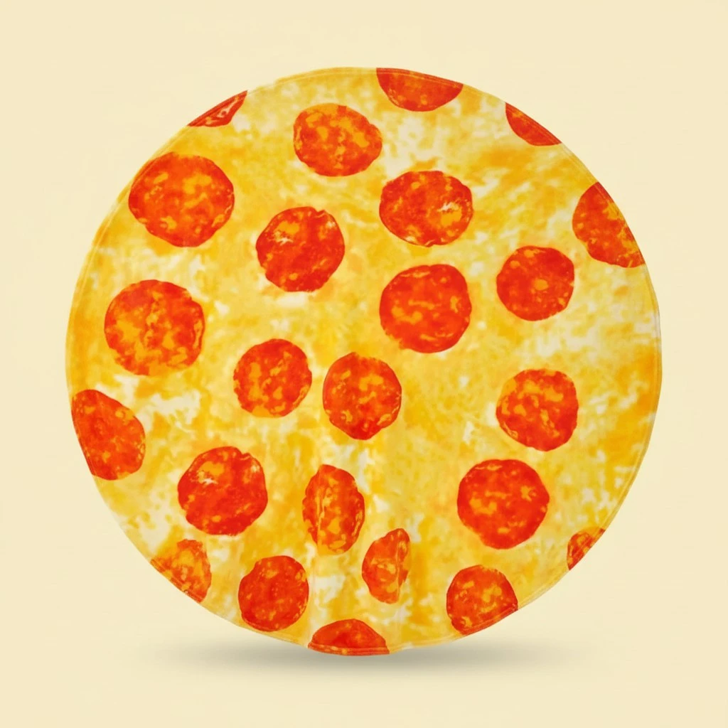 Vessia Pizza Printed Throw Blanket, Realistic Funny Round Food Blanket for Adults and Kids, 300GSM Novelty Pepperoni Pizza Throw for Couch, Sofa, Bed, Fun Comfy Cozy Gifts for Boys, Girls, 47 inches