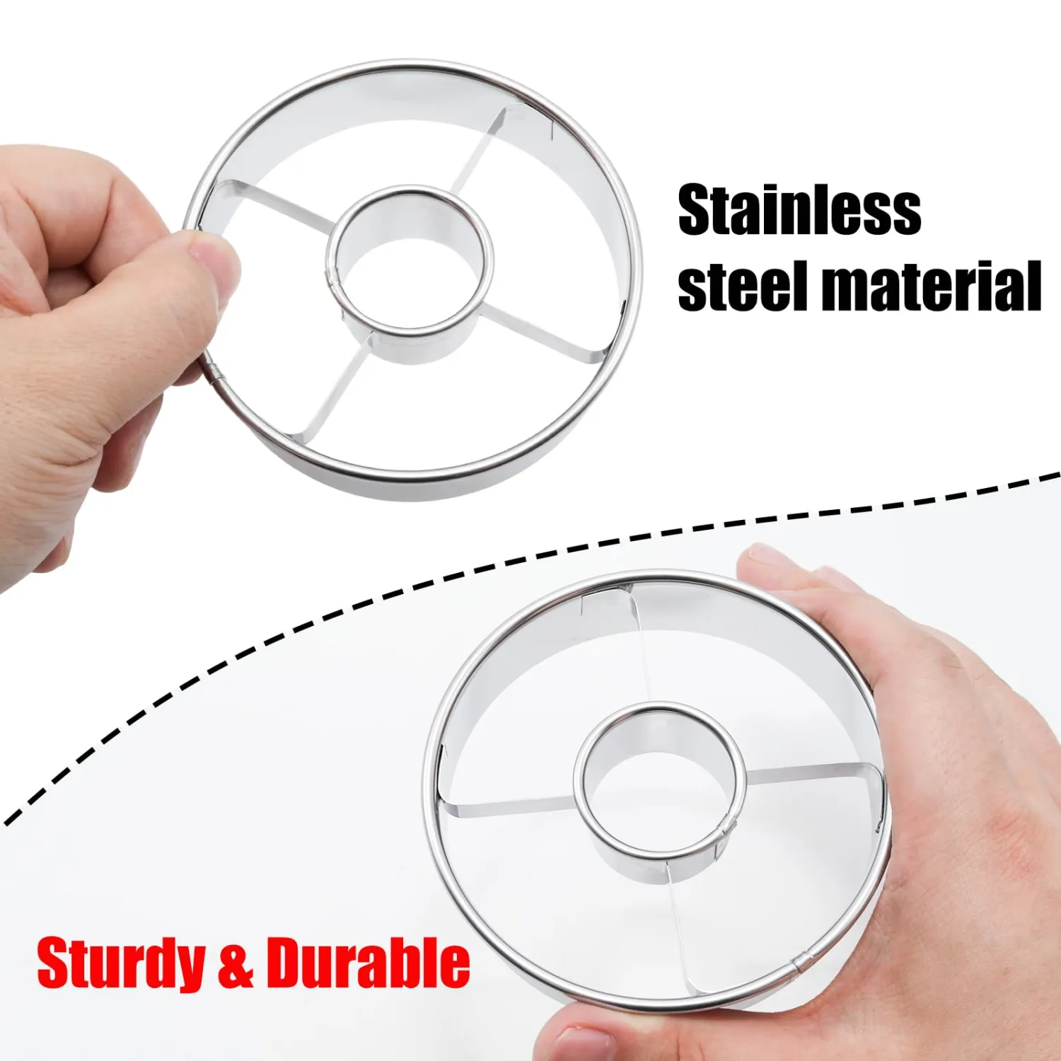 2 Pack Silvery Cookie and Donuts cutter 3.86 Inch, Stainless Steel Doughnut Cutters for Frying, Baking, Perfect for Cookies, Donut Holes,and More