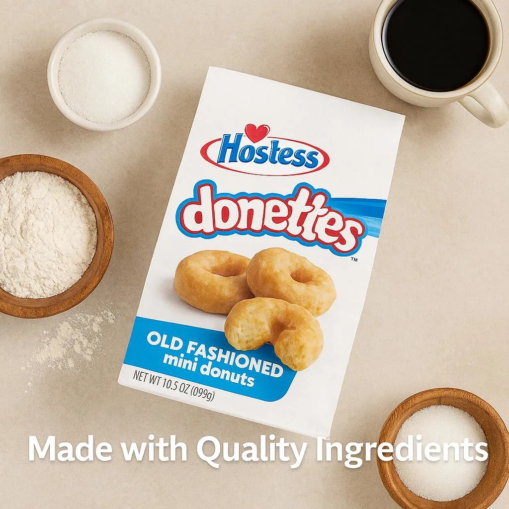 Hostess Donettes Old Fashioned – Mini Hostess Old Fashioned Donuts 10.5 oz Bag, Classic Snack Inspired by Super Donuts for Breakfast or Anytime