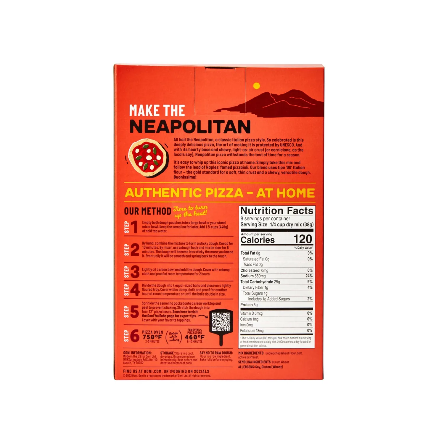 Ooni Neapolitan Style Pizza Dough Mix 25 oz (725g) - Makes 4 x 8.8 oz (250g) dough balls in 3 hours