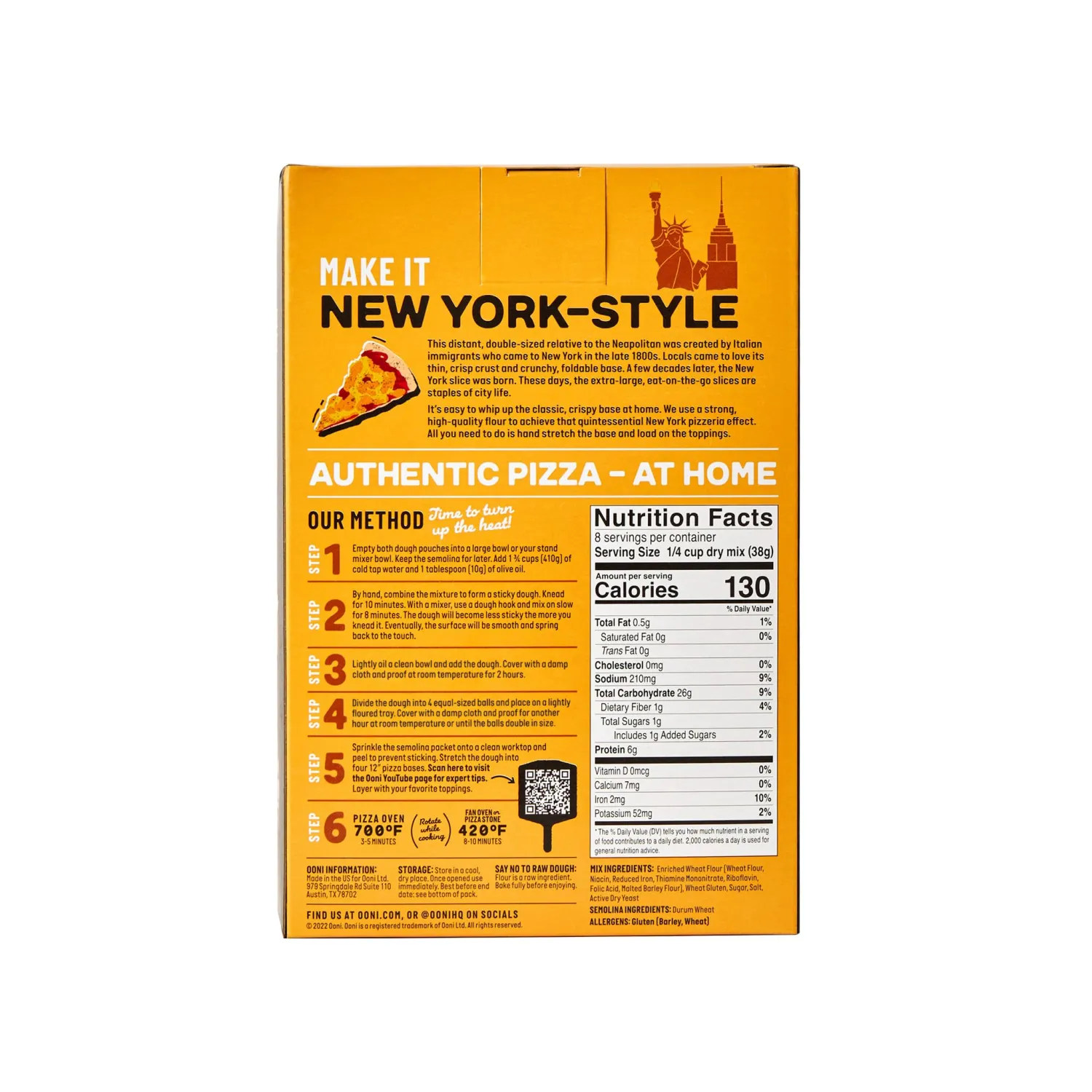 Ooni New York Style Pizza Dough Mix 25 oz (725g) - Makes 4 x 8.8 oz (250g) dough balls in 3 hours