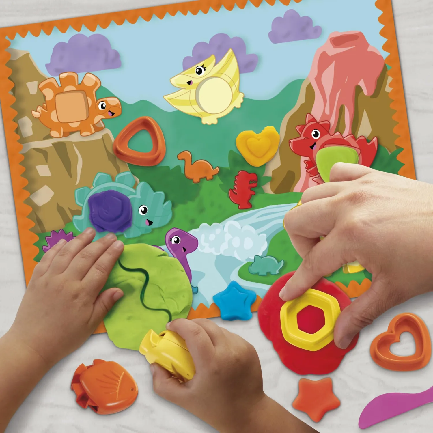 Play-Doh Shapes & Colors Dino Starter Set, Tactile Sensory Play Dinosaur Toys for Kids 2+, 11 Accessories
