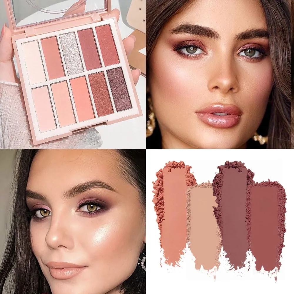 Neutral Natural Eye Shadow Palette,Matte Nude Pink Brown Naked Cream Eyeshadow Palette,make up pallets for women Highly Pigmented Eyeshadow for Eyes Long Lasting Naturing-Looking,Blendable,Vegan