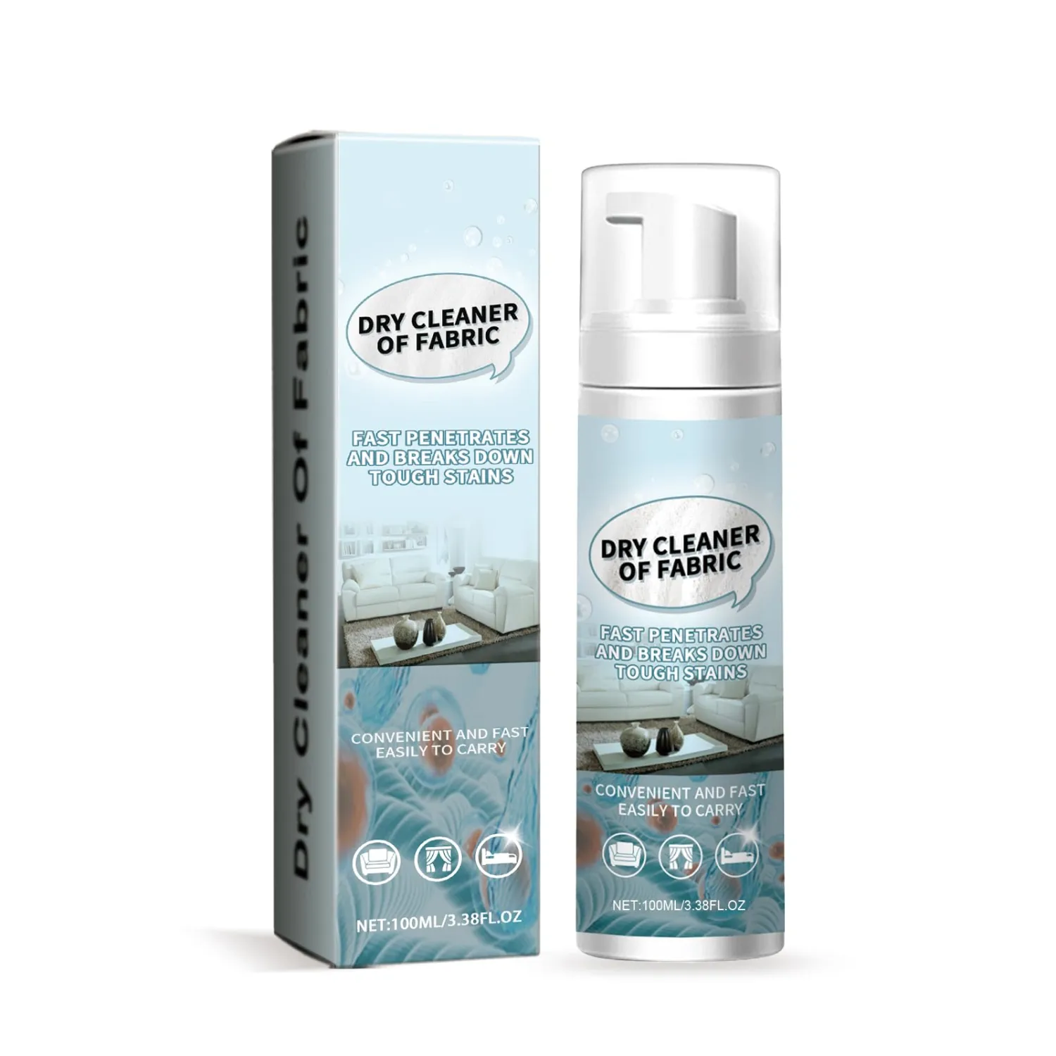 Fabric Cleaner - Remove, Protect, and Deep Clean, Quickly Lifts Stains & Dirt, Deeply Penetrates Water Safe Fabric & Fibers of Upholstery, Clothing, Rugs & Carpeting, for Fine Fabrics, 100ml