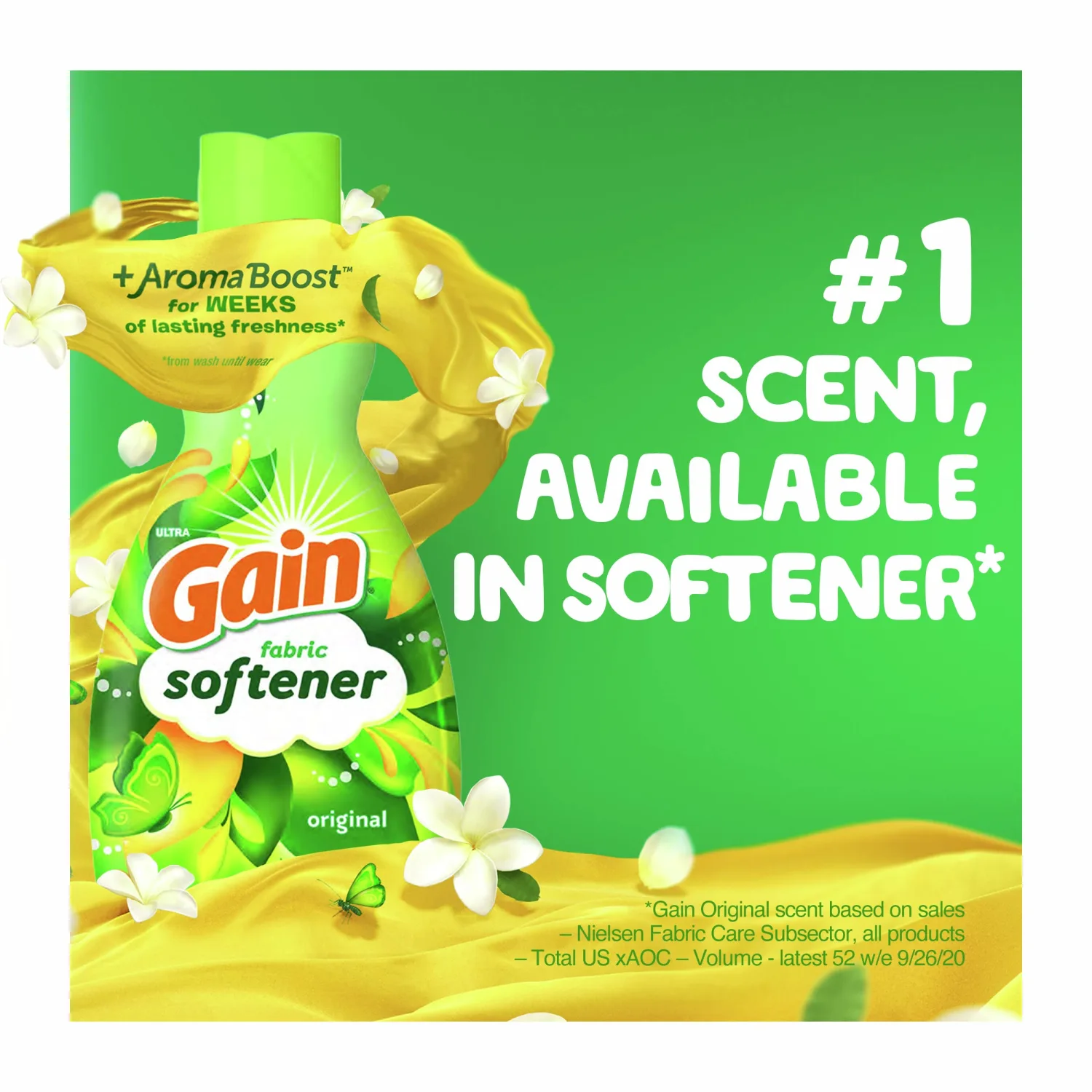 Gain Fabric Softener, Original Scent, 140 fl oz, 190 Loads, HE Compatible, Packaging may vary