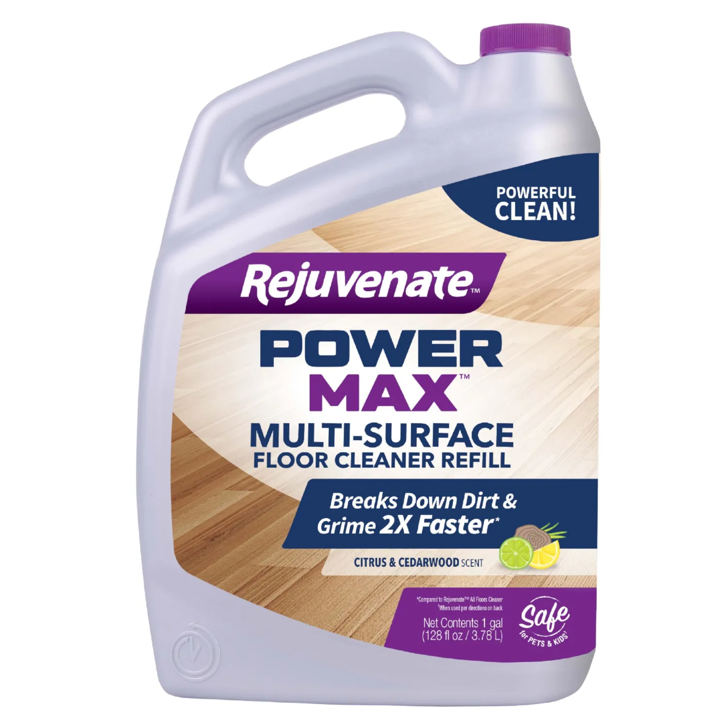Rejuvenate PowerMax Multi-Surface Floor Cleaner, 128 Ounces, Breaks Down Dirt And Grime On Sealed Hardwood, Tile, Vinyl, Laminate To Deliver A Powerful, Deep Clean With Citrus And Cedarwood Scent