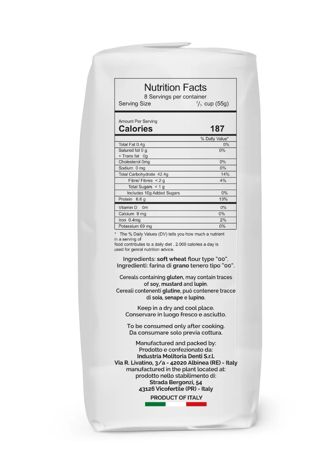 Anima Verace - Flour for Pizza Napoletana (00 Pizza Flour, Non-GMO, Kosher, All Natural, UnBleached, 100% Italian Soft Wheat) 2.2 Lb.