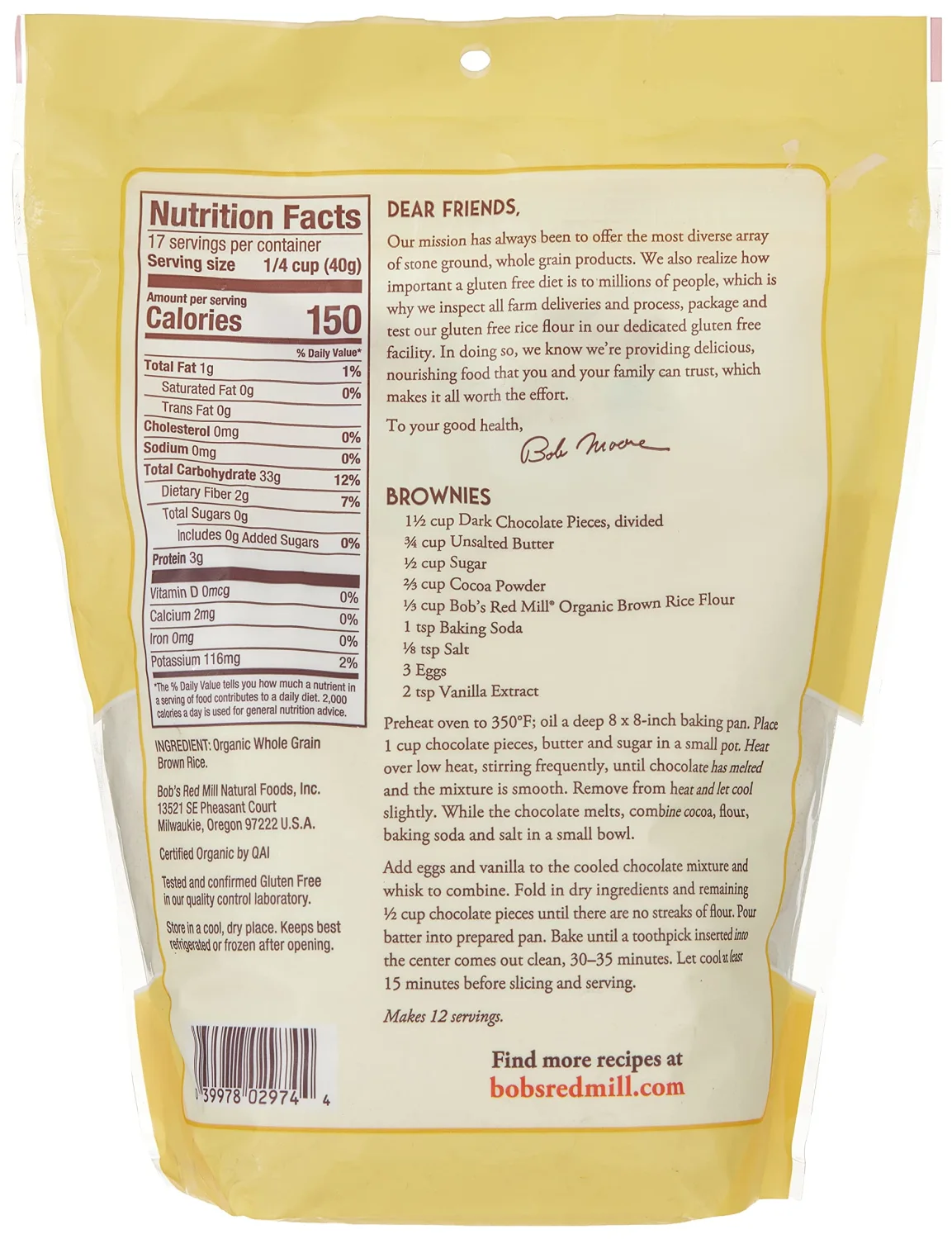 Bob's Red Mill Organic Brown Rice Flour, 24oz (Pack of 1) - Non GMO, Whole Grain, Vegan, Kosher