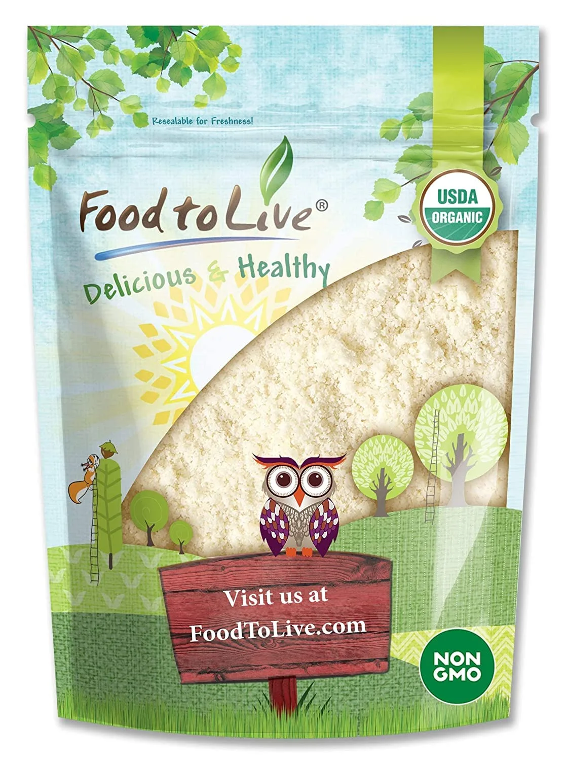 Organic Almond Flour, 8 Ounces — Extra Fine Blanched Prime Meal, Non-GMO, Low Carb, Culinary Grade, Kosher, Keto, Paleo and Vegan Super Powder, Bulk