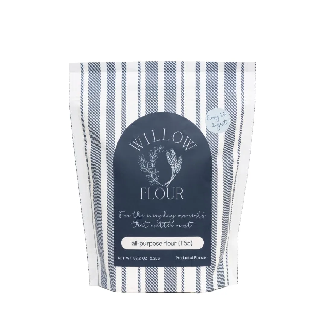 Willow Flour - Authentic French T55 Wheat Flour for Baking, Fine milled, 2.2 (1kg) Bag