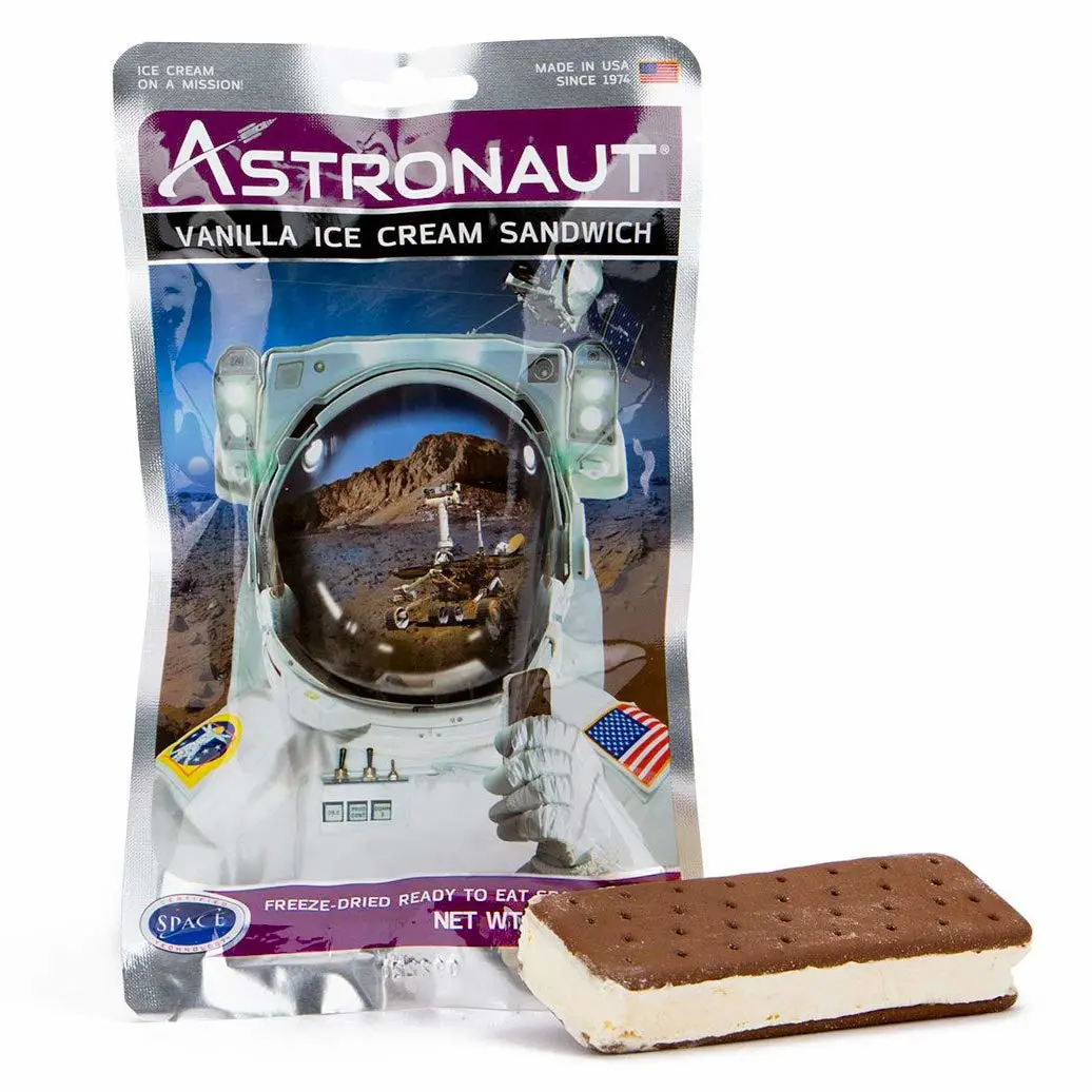 Astronaut Foods Freeze-Dried Ice Cream Sandwich, NASA Space Dessert, Vanilla, 1 Count