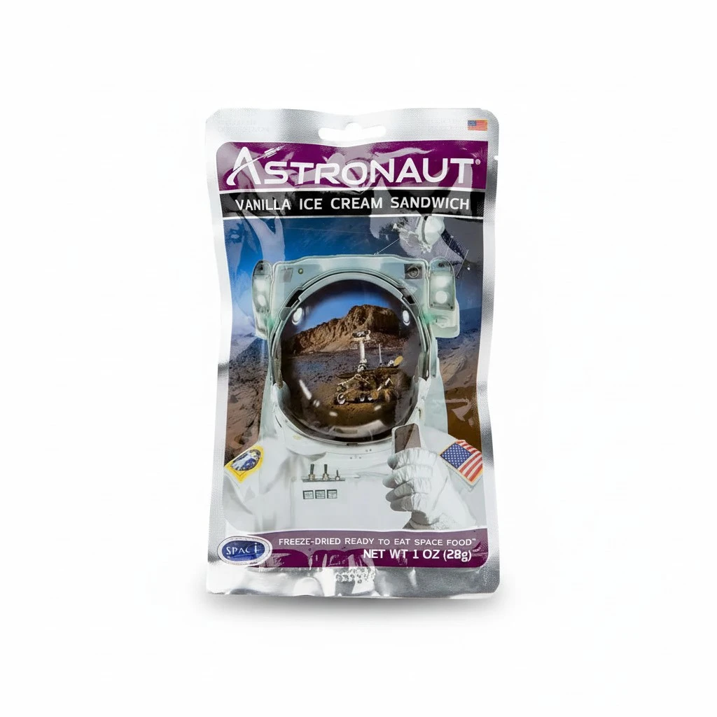 Astronaut Foods Freeze-Dried Ice Cream Sandwich, NASA Space Dessert, Vanilla, 1 Count