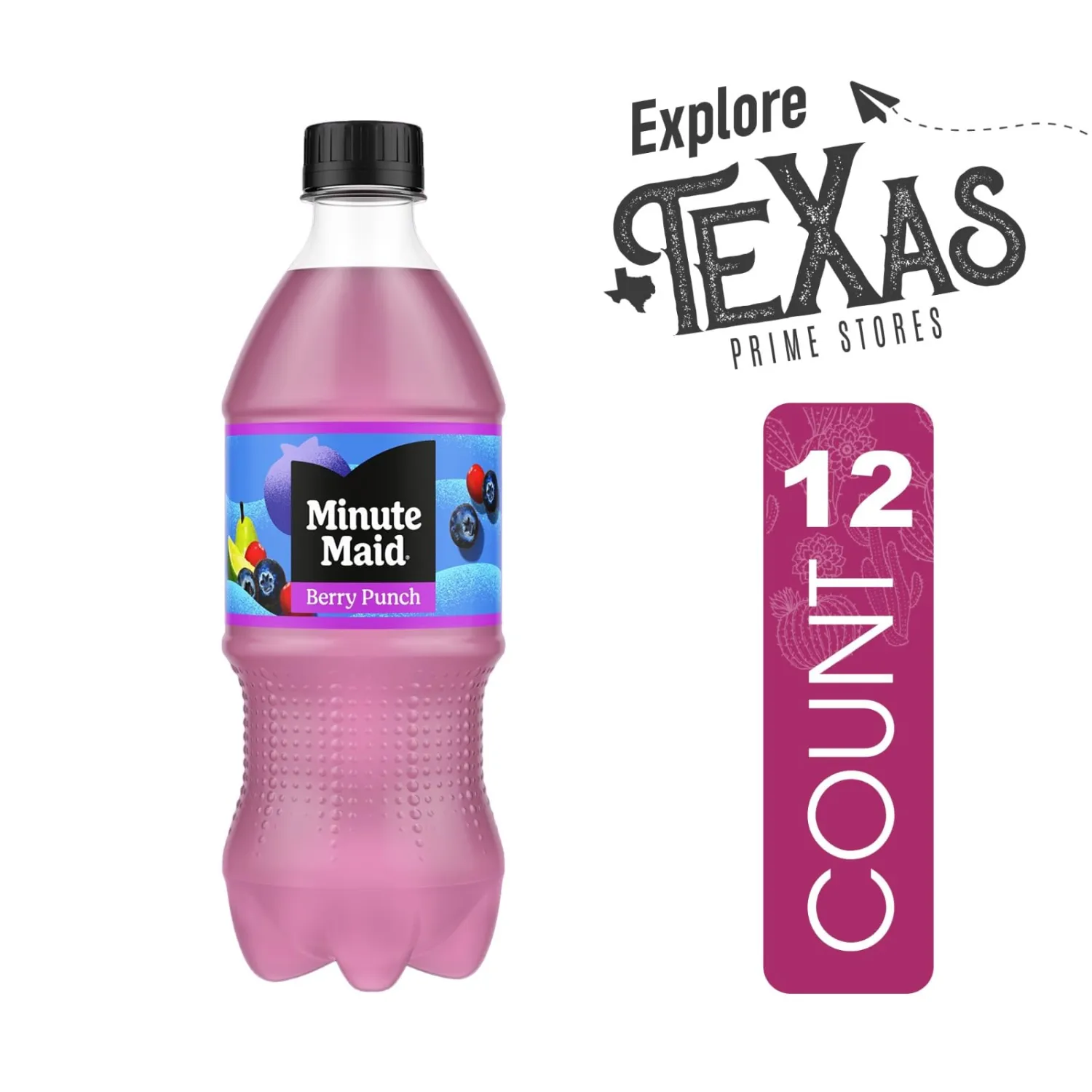 Minute Maid - Unique Outlet Bundle: 12 Pack of Berry Punch Flavored Fruit Drink, 20 fl oz Plastic Bottle + 1 Utility Prop
