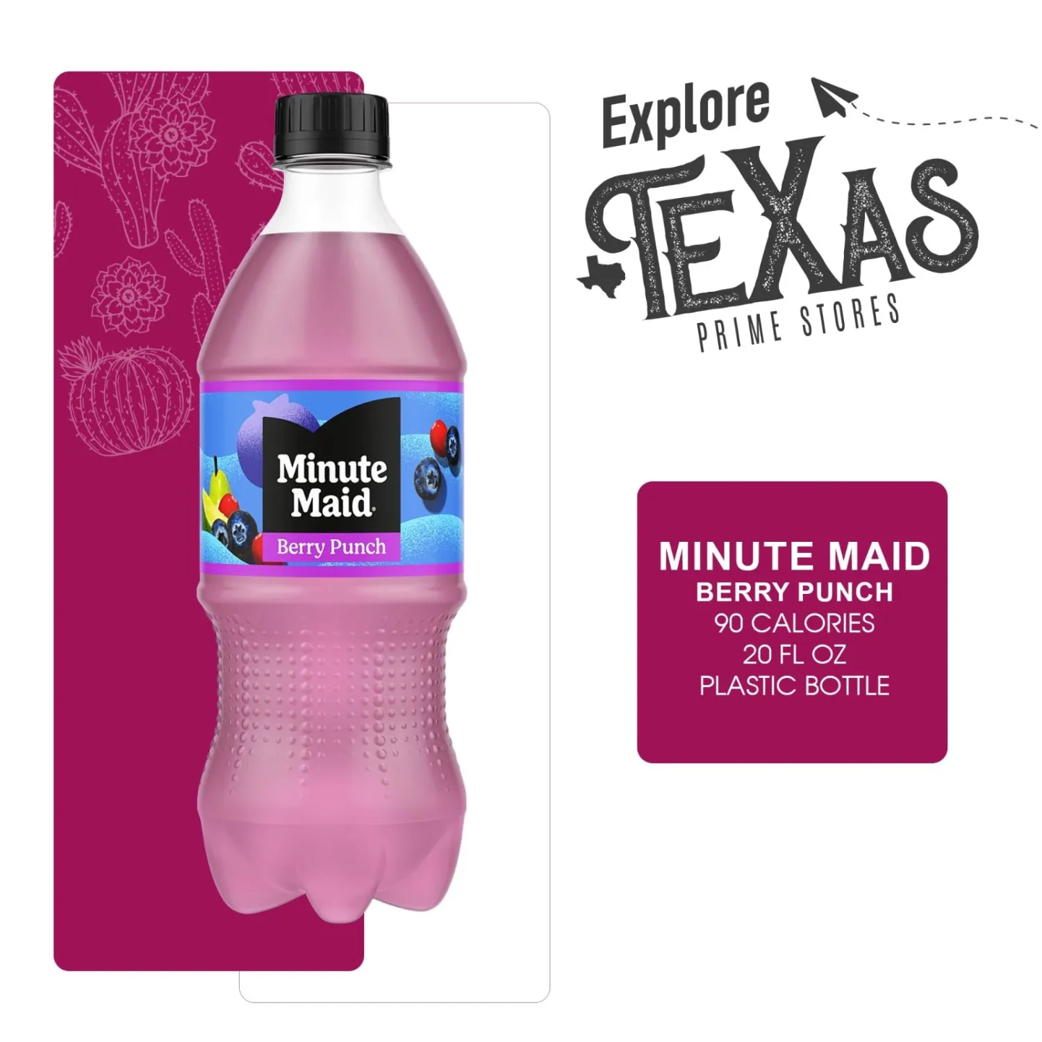Minute Maid - Unique Outlet Bundle: 12 Pack of Berry Punch Flavored Fruit Drink, 20 fl oz Plastic Bottle + 1 Utility Prop