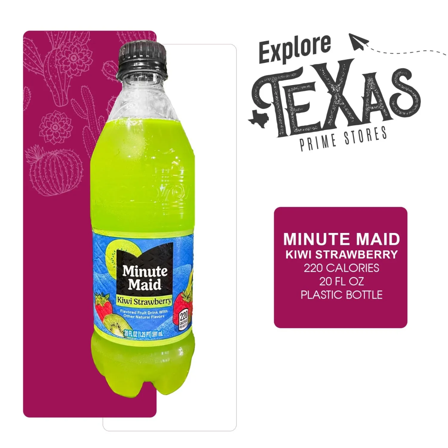 Minute Maid - Unique Outlet Bundle: 12 Pack of Kiwi Strawberry Flavored Fruit Drink, 20 fl oz Plastic Bottle + 1 Utility Prop