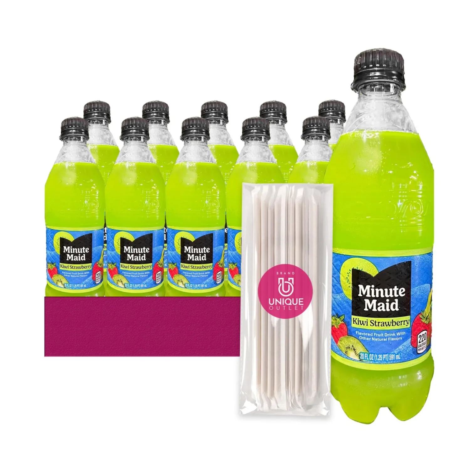Minute Maid - Unique Outlet Bundle: 12 Pack of Kiwi Strawberry Flavored Fruit Drink, 20 fl oz Plastic Bottle + 1 Utility Prop