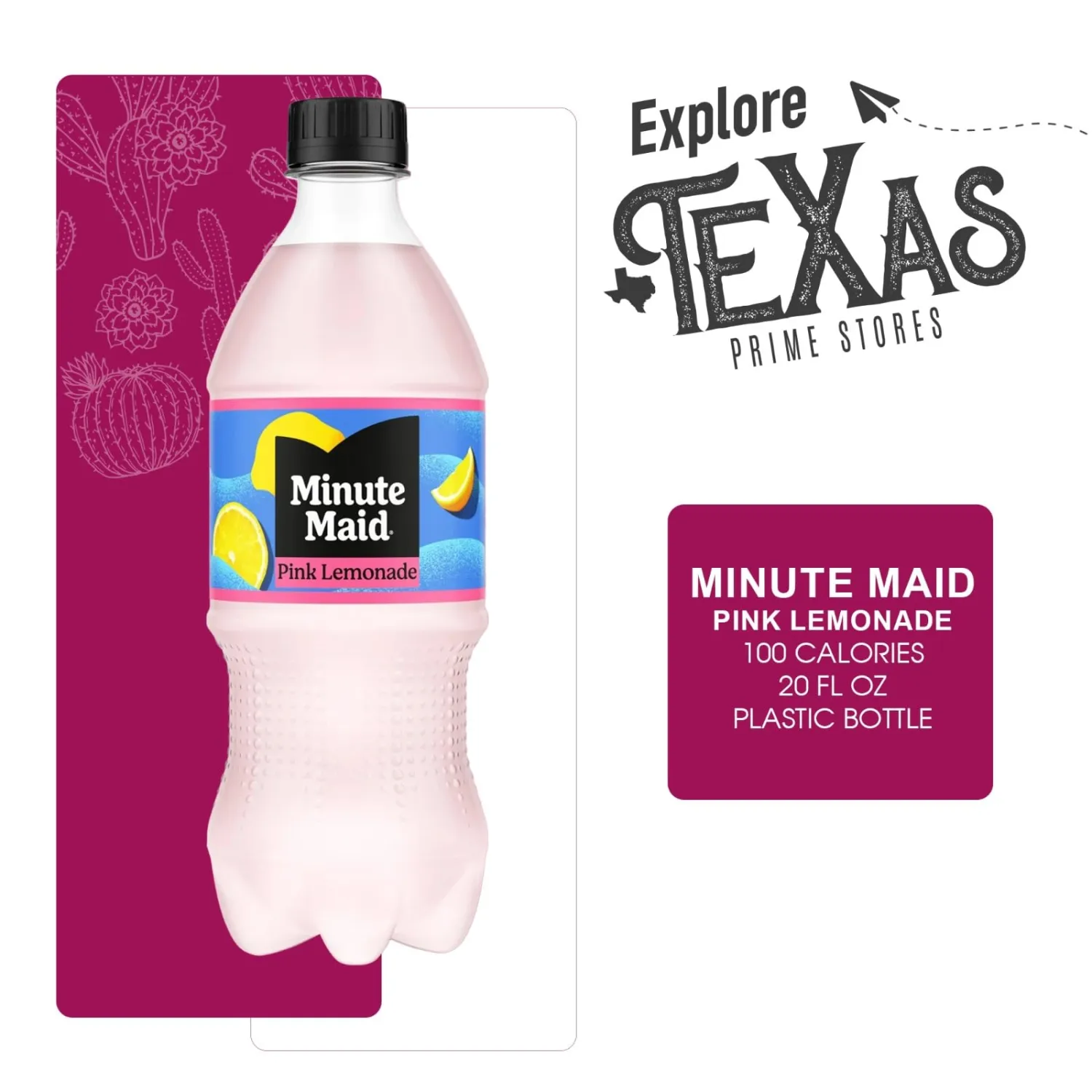 Minute Maid - Unique Outlet Bundle: 12 Pack of Pink Lemonade Flavored Fruit Drink, 20 fl oz Plastic Bottle + 1 Utility Prop