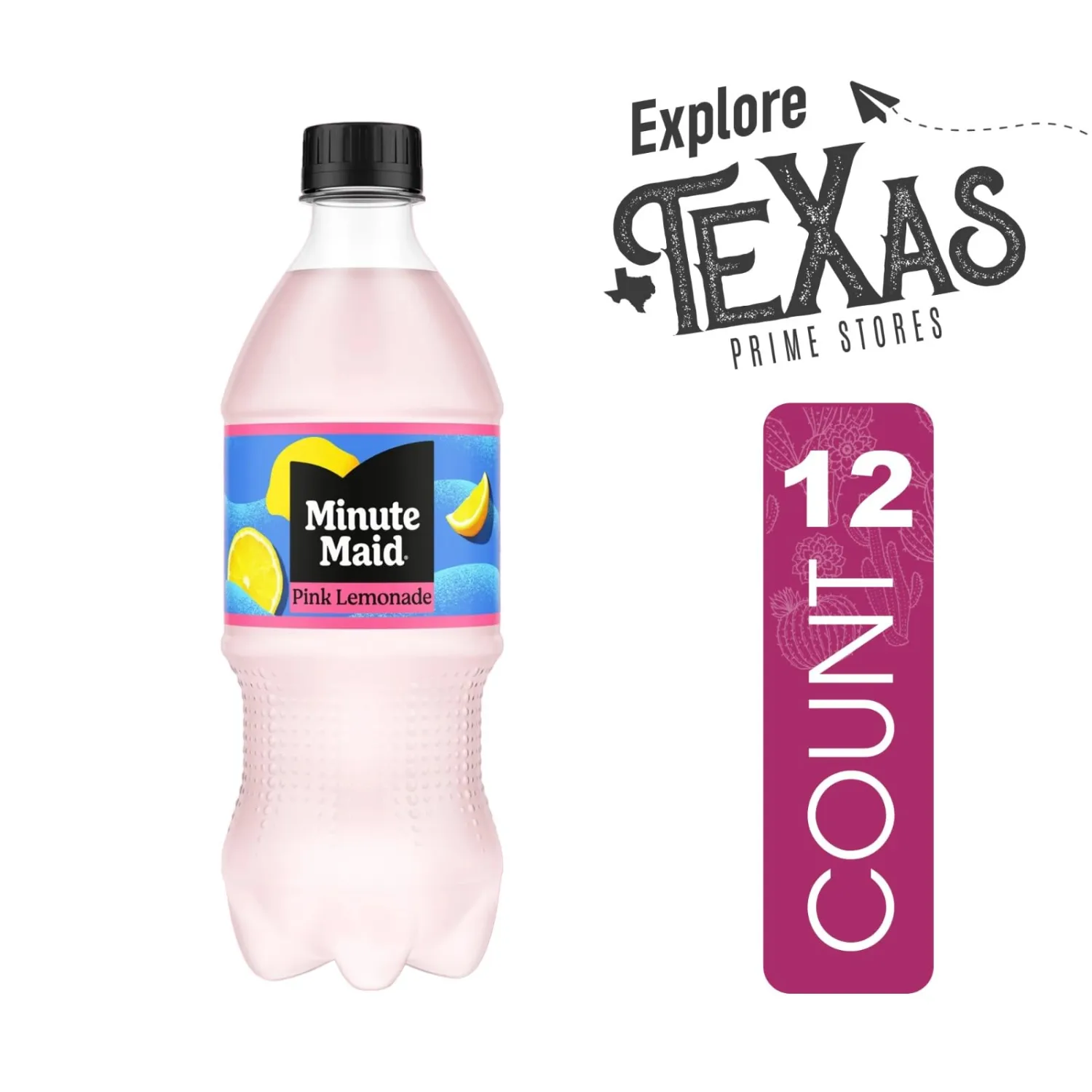 Minute Maid - Unique Outlet Bundle: 12 Pack of Pink Lemonade Flavored Fruit Drink, 20 fl oz Plastic Bottle + 1 Utility Prop