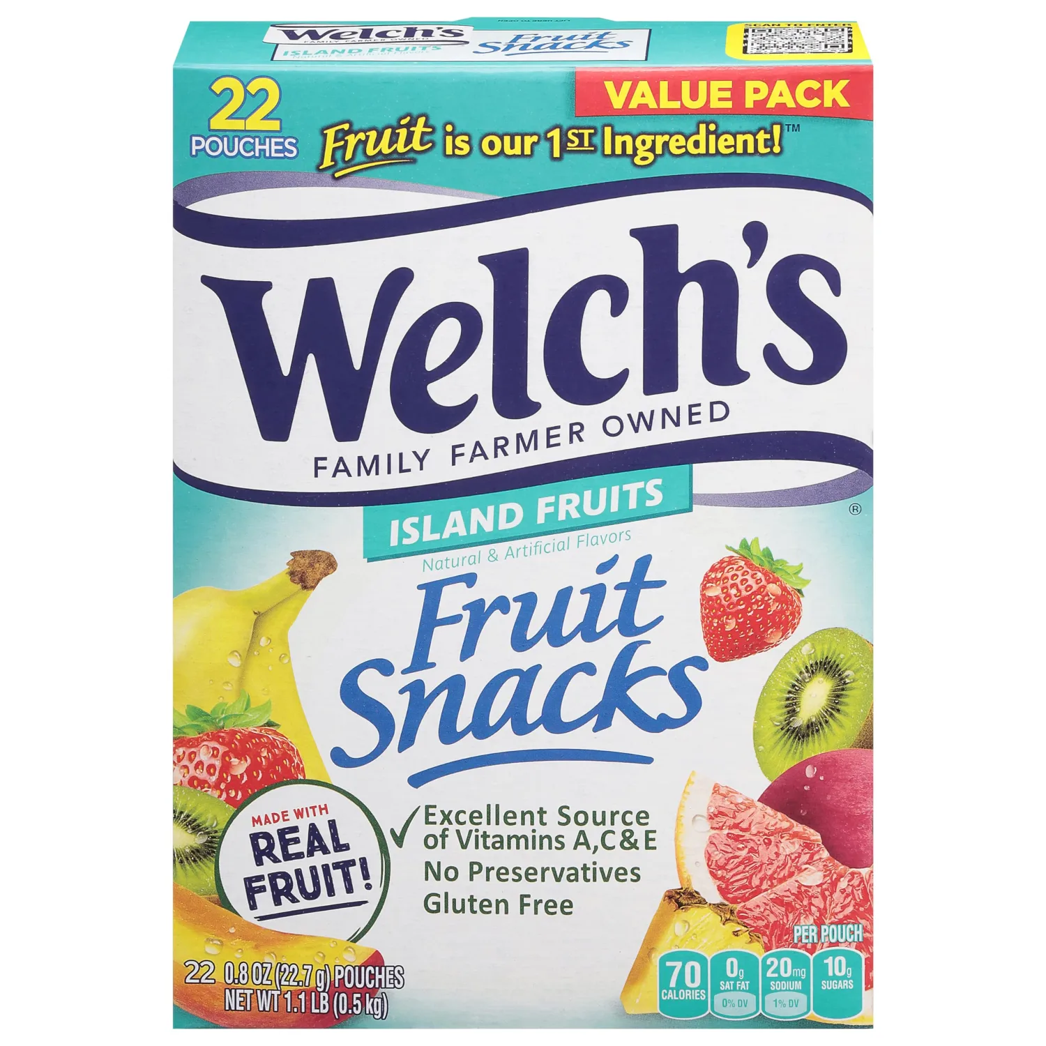 0.8 oz WELCH'S Fruit Snacks Island Fruit 22ct