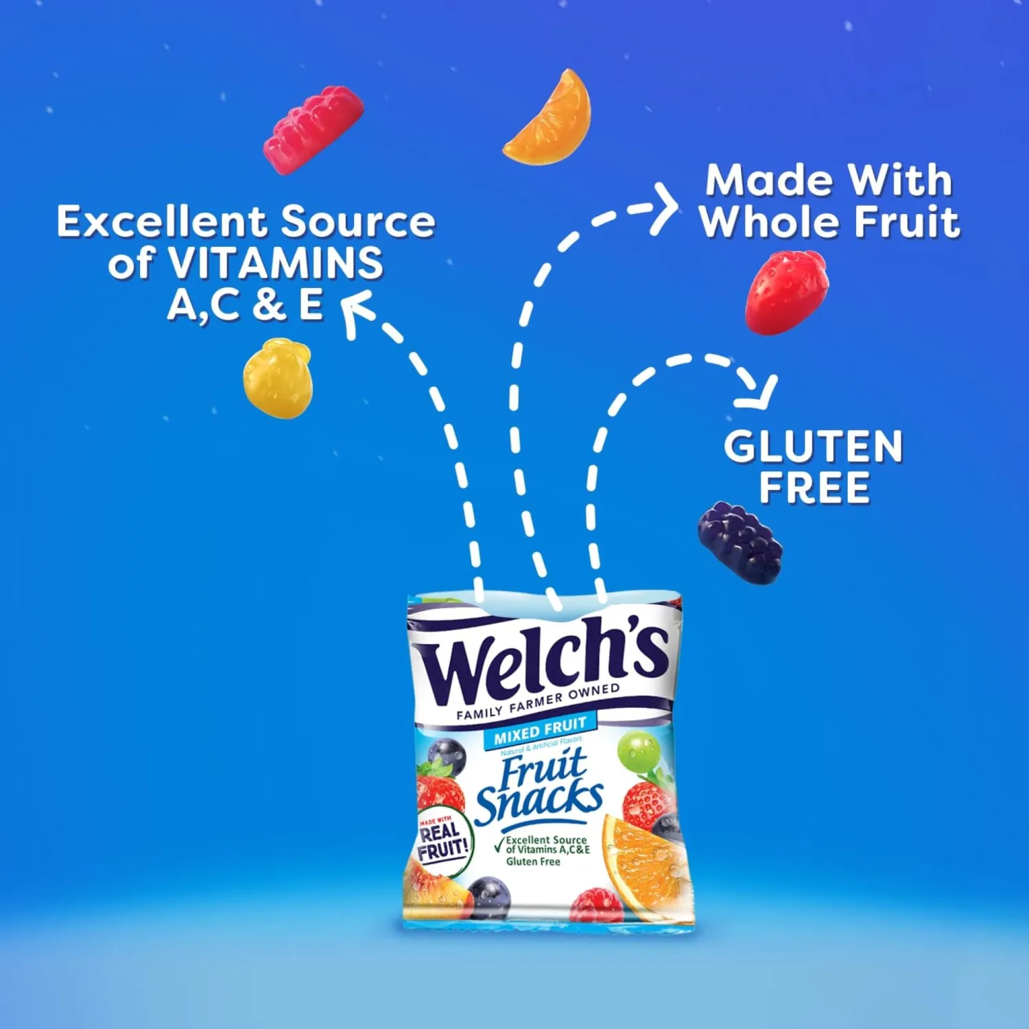 Welch's Fruit Snacks, Mixed Fruit, 0.8 Oz, Box Of 40 Fruit Snacks