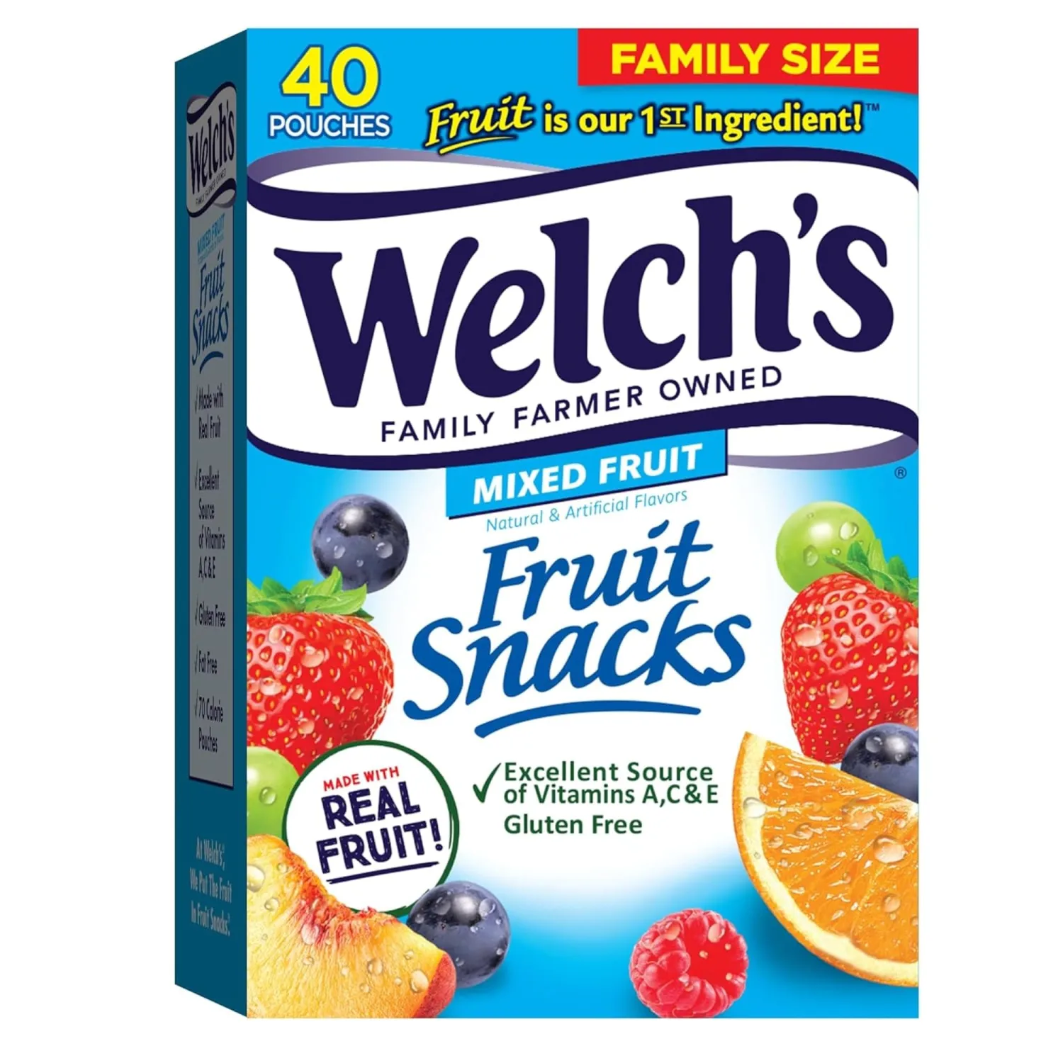 Welch's Fruit Snacks, Mixed Fruit, 0.8 Oz, Box Of 40 Fruit Snacks